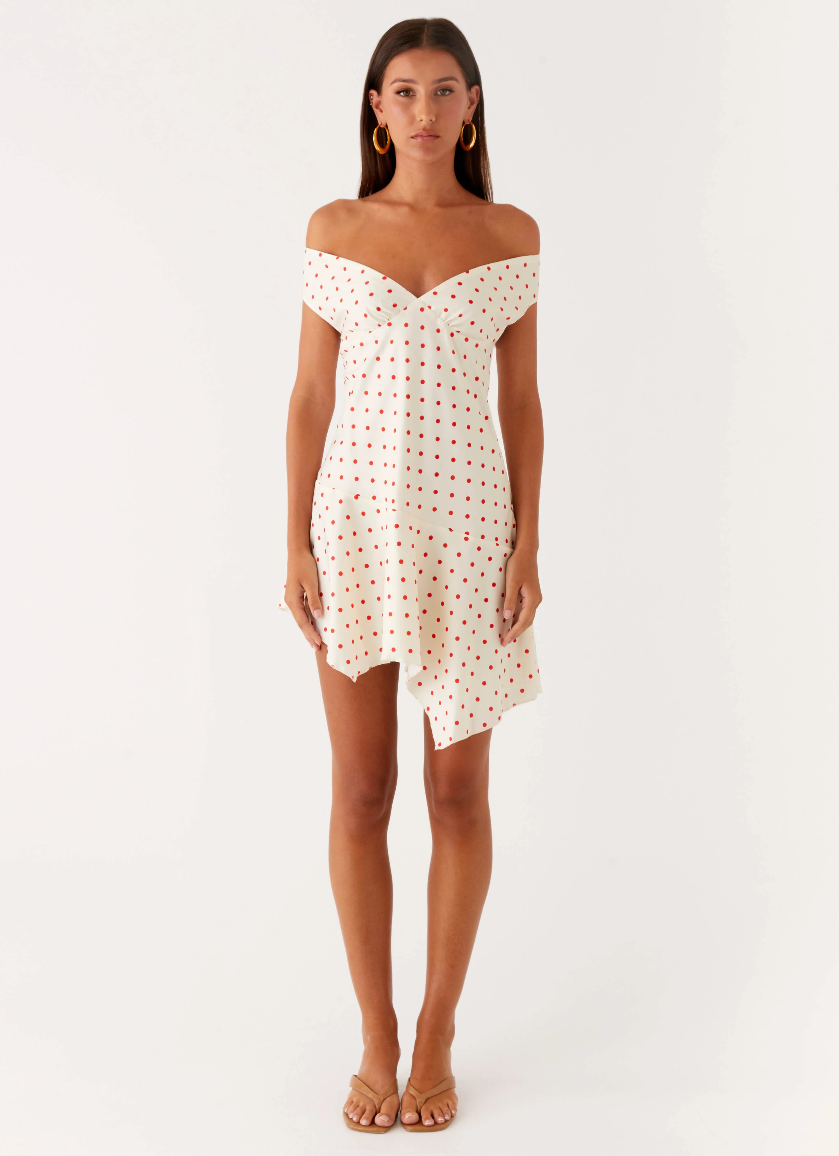 Alma Mini Dress - White Red Polka Dot - Image 5