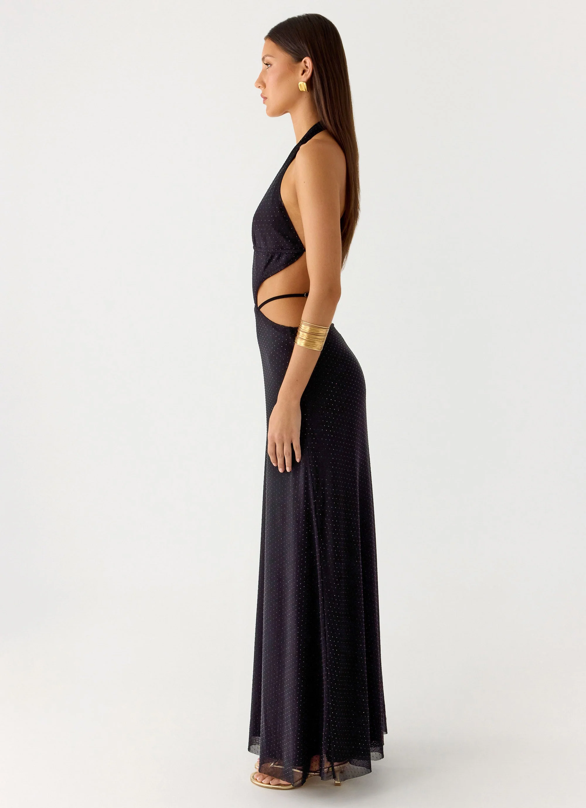 Astraeus Beaded Sequin Maxi Dress - Black - Image 2