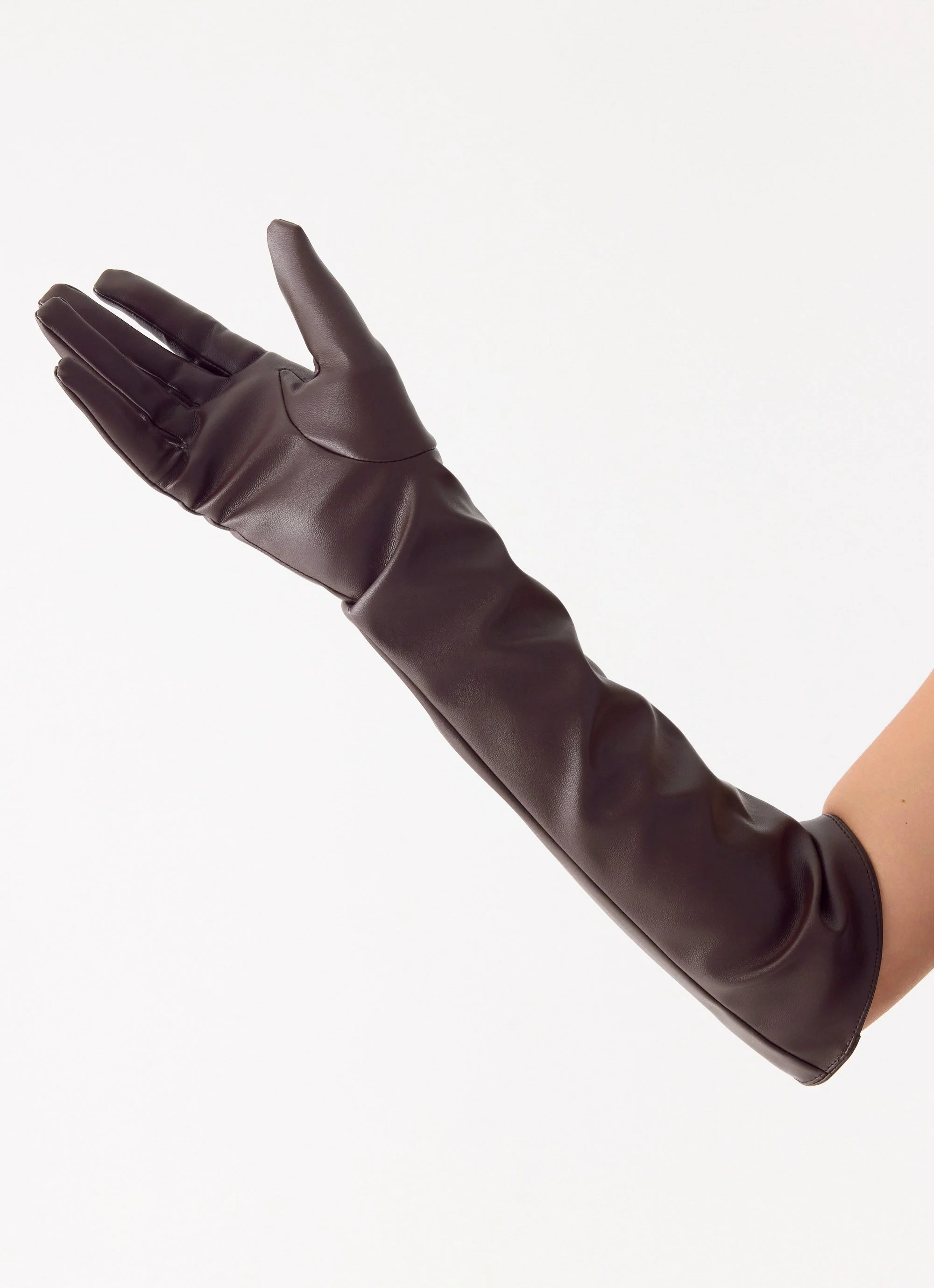 Attalina Faux Leather Gloves - Chocolate - Image 2