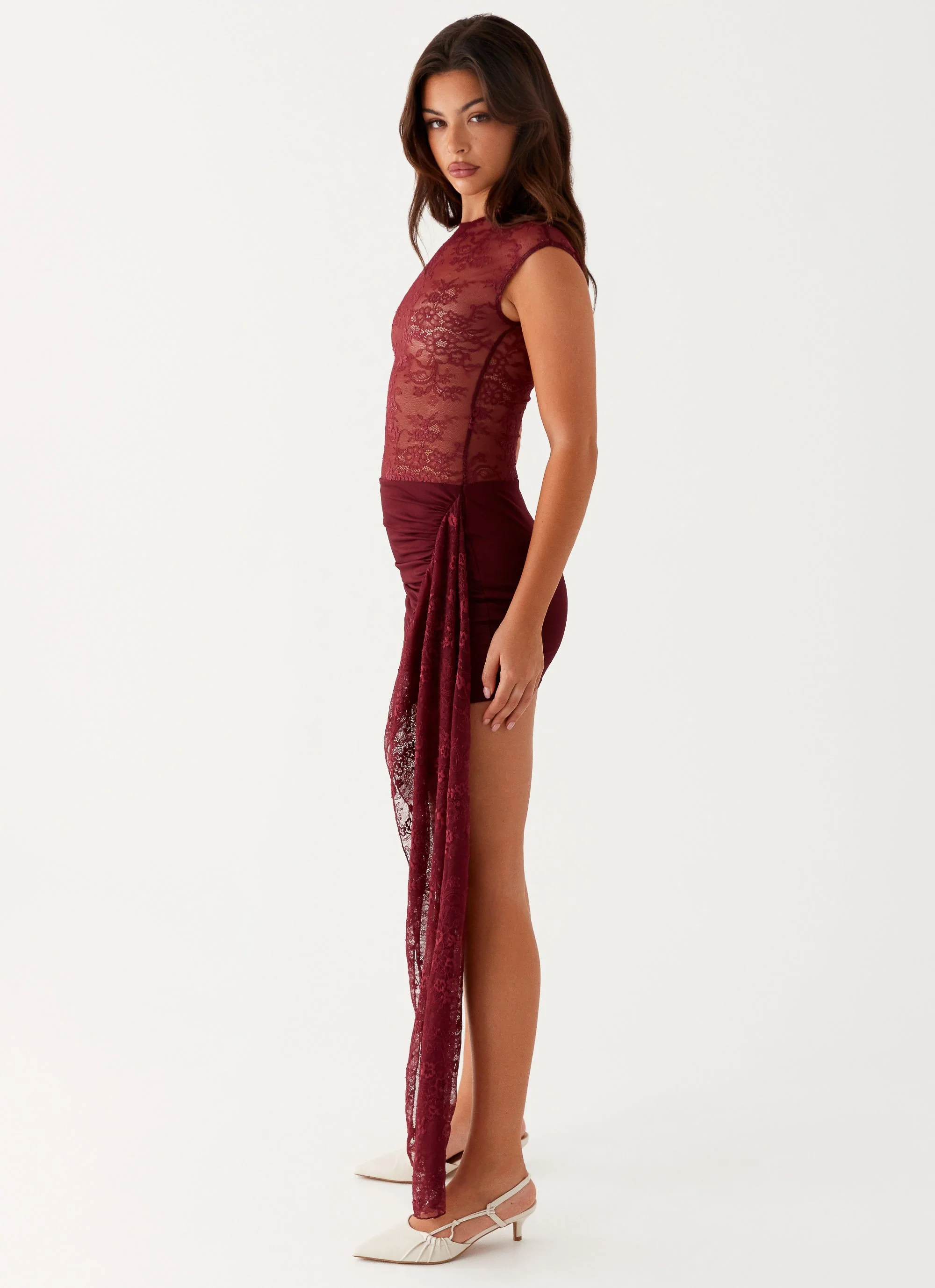 Best Behaviour Mini Dress - Burgundy - Image 4