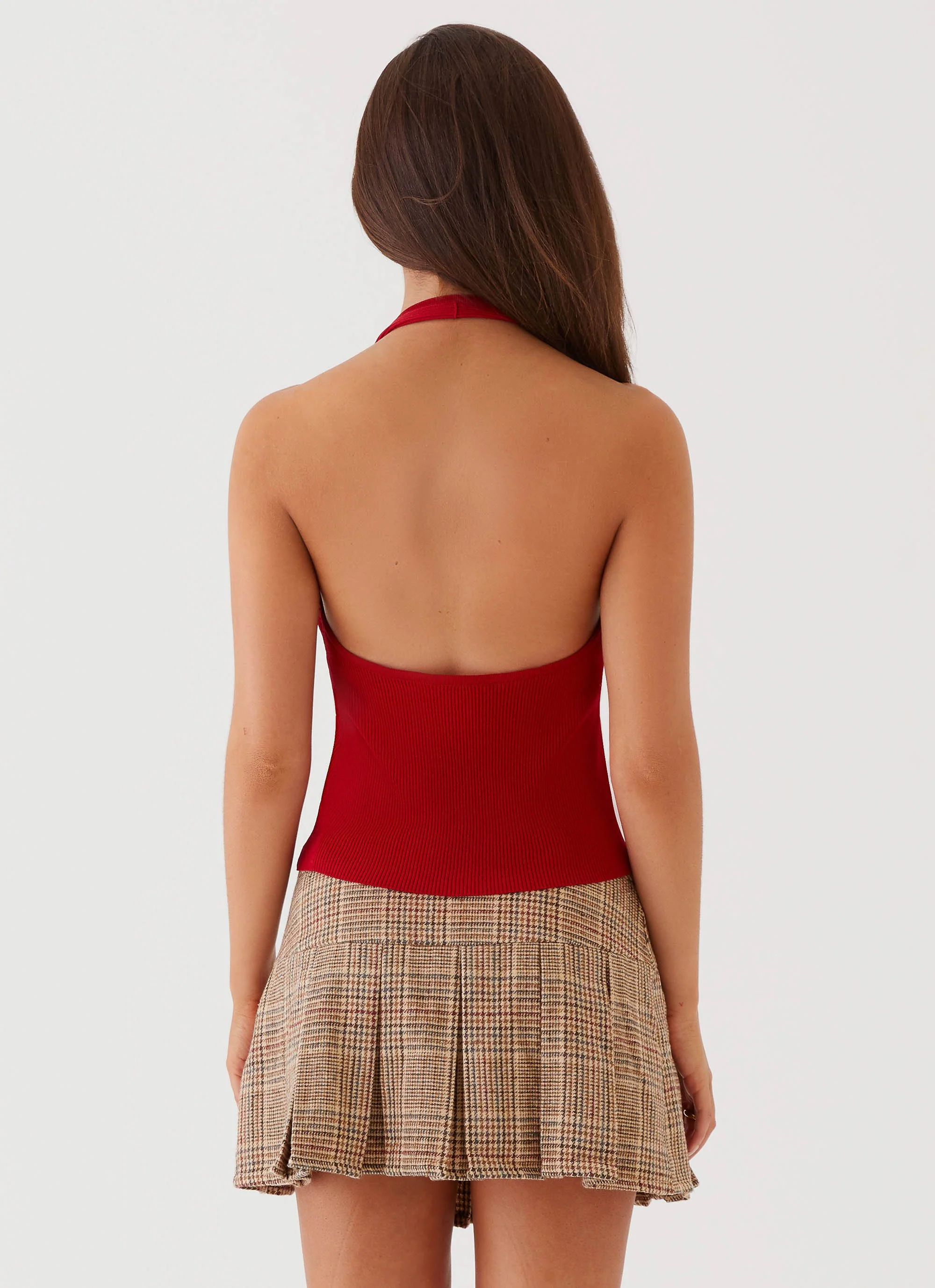 Bettie Knit Halter Top - Red - Image 4