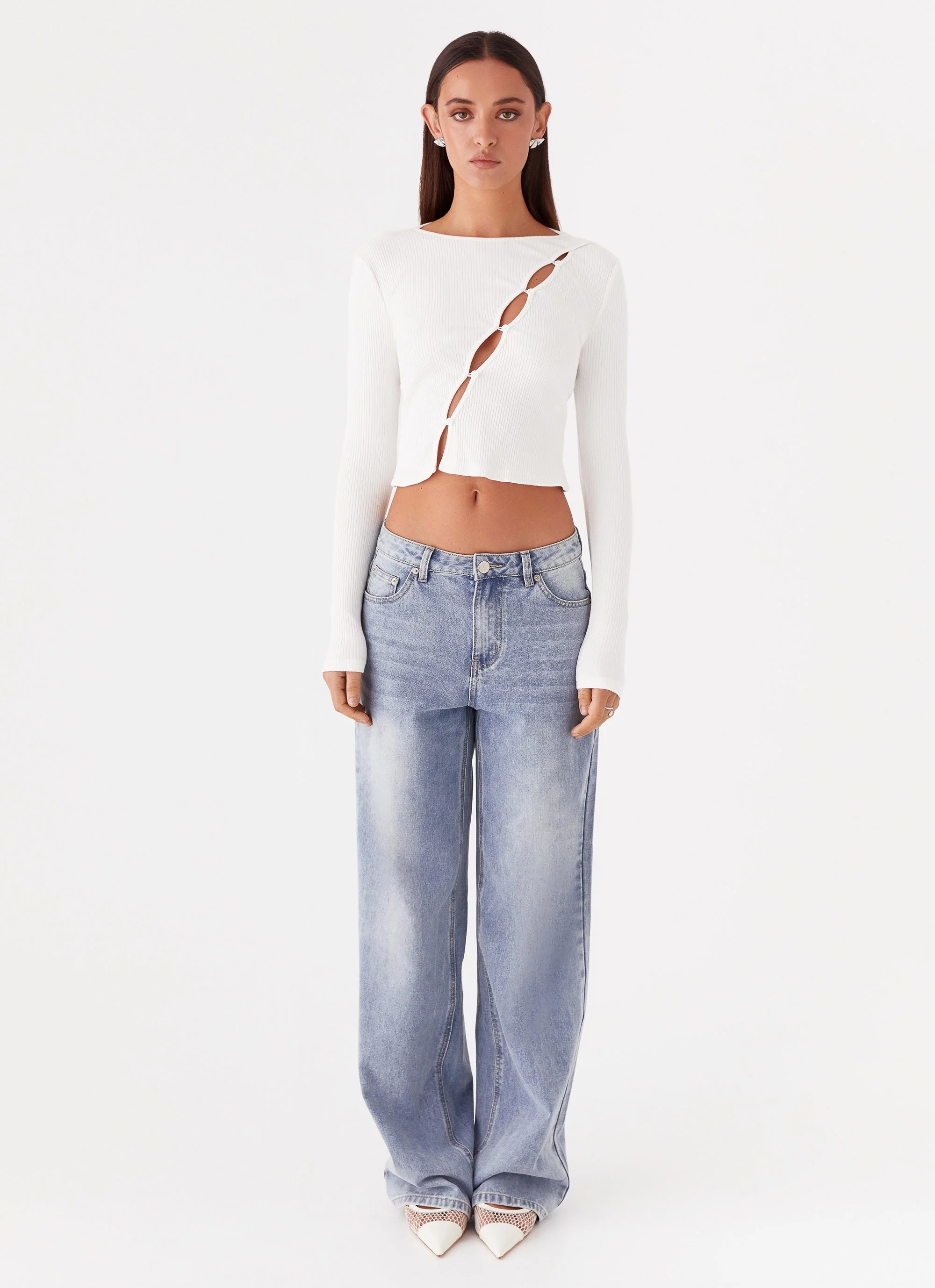 Cassius Long Sleeve Top - Ivory - Image 2