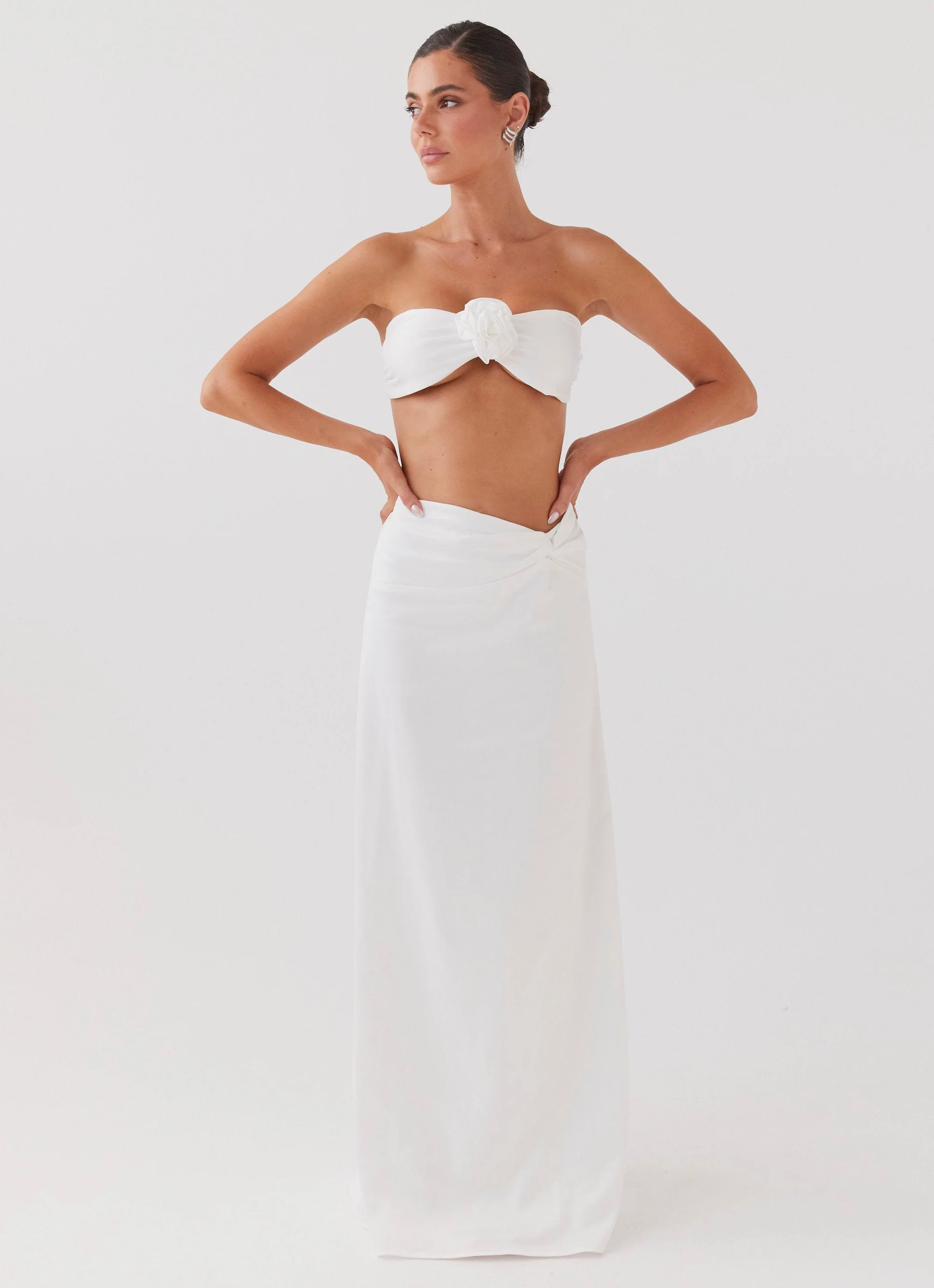 Crescent Light Rose Bandeau Top - Ivory - Image 2