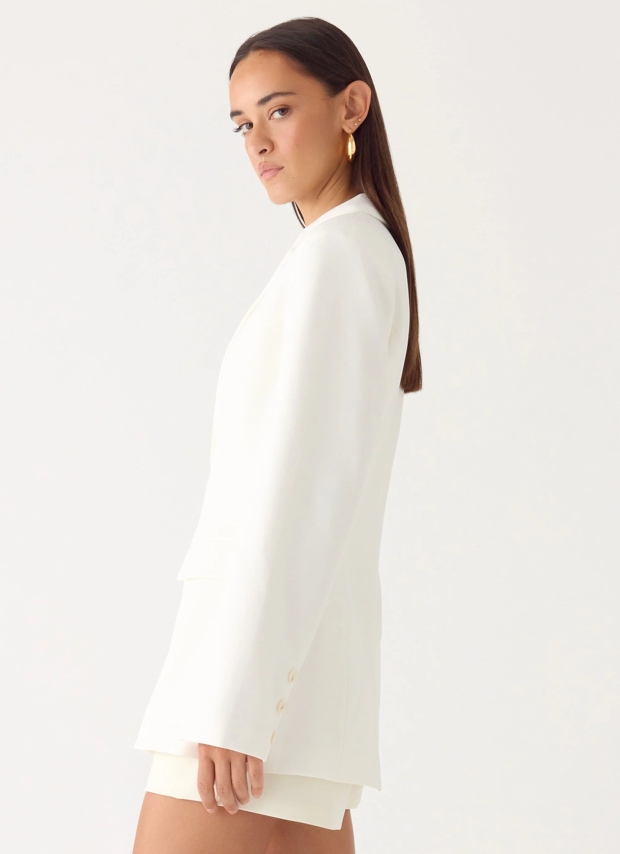 Culver Cinched Blazer - White - Image 3