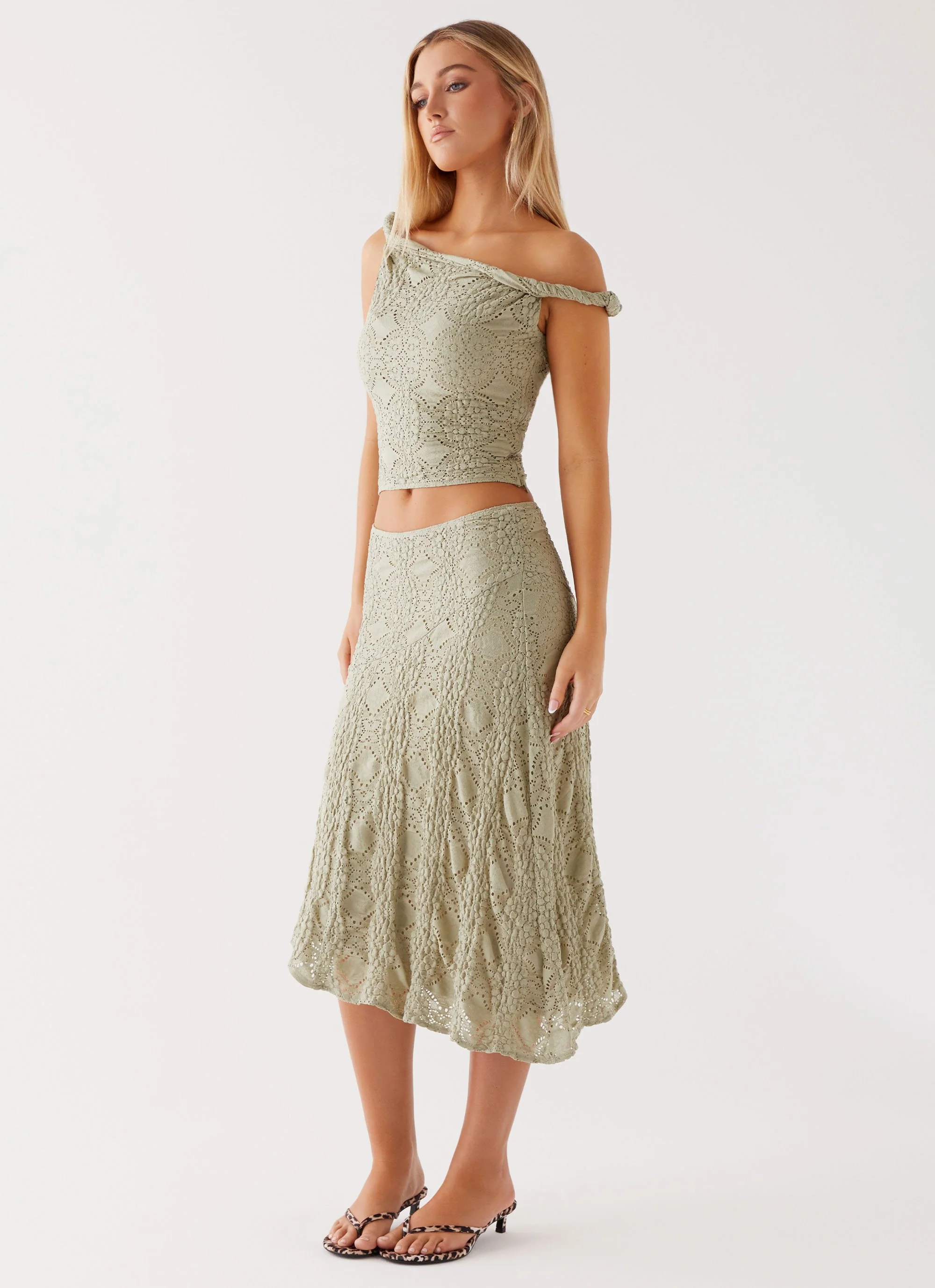 Diamond Sky Midi Skirt - Sage - Image 7