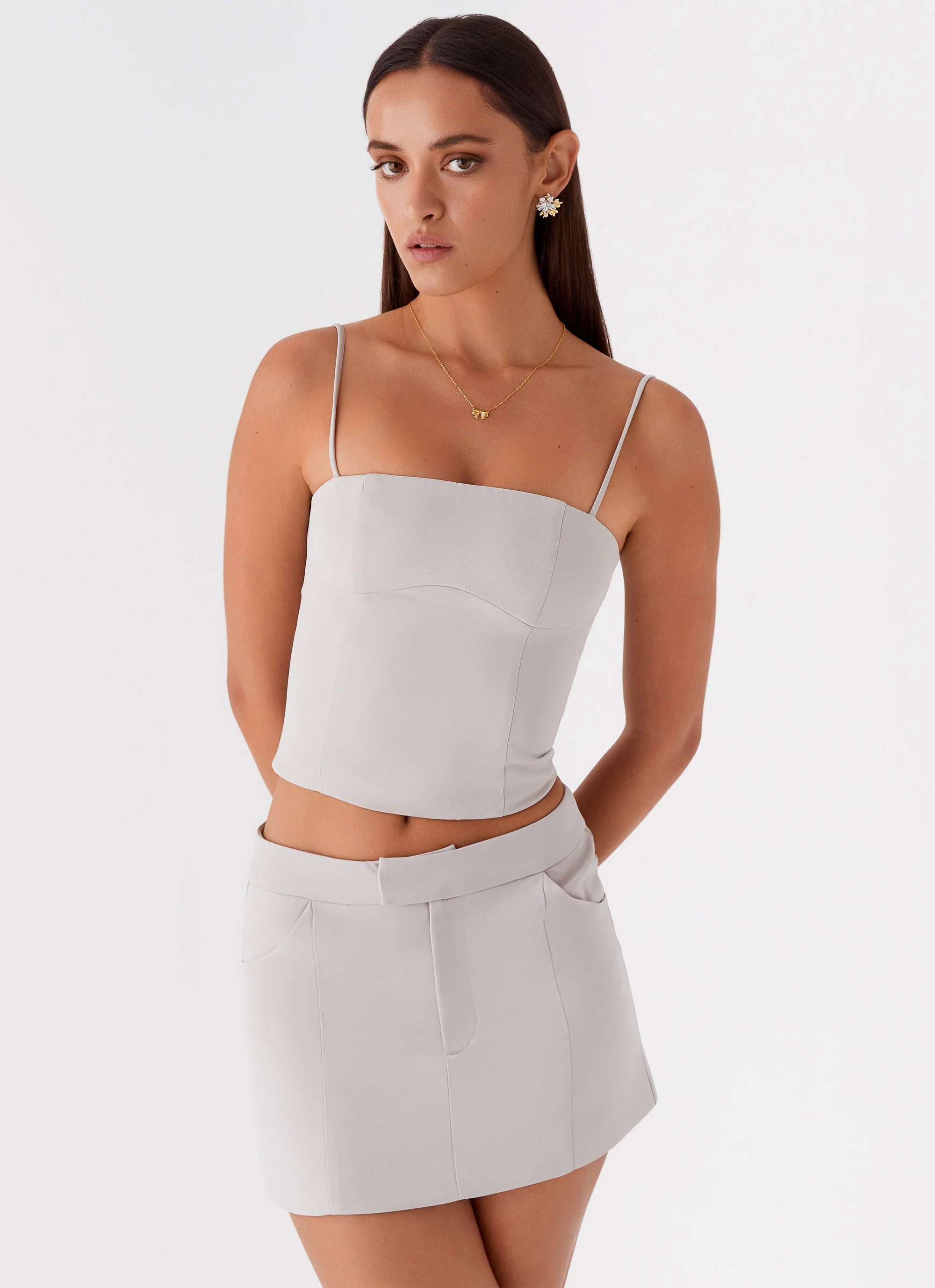Eliana Suit Mini Skirt - Grey - Image 5