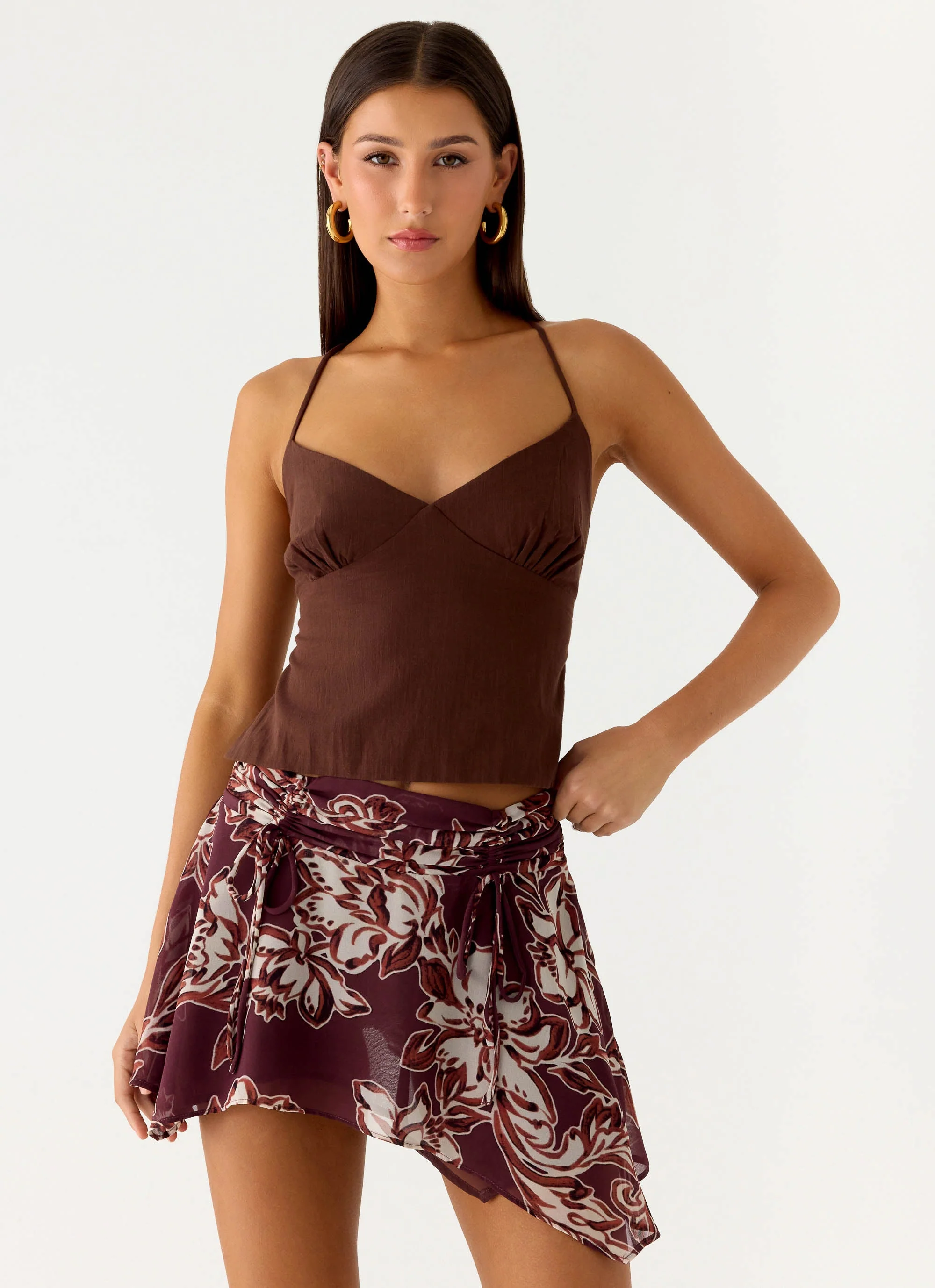 Fiore Asymmetrical Mini Skirt - Espresso Meadow - Image 6