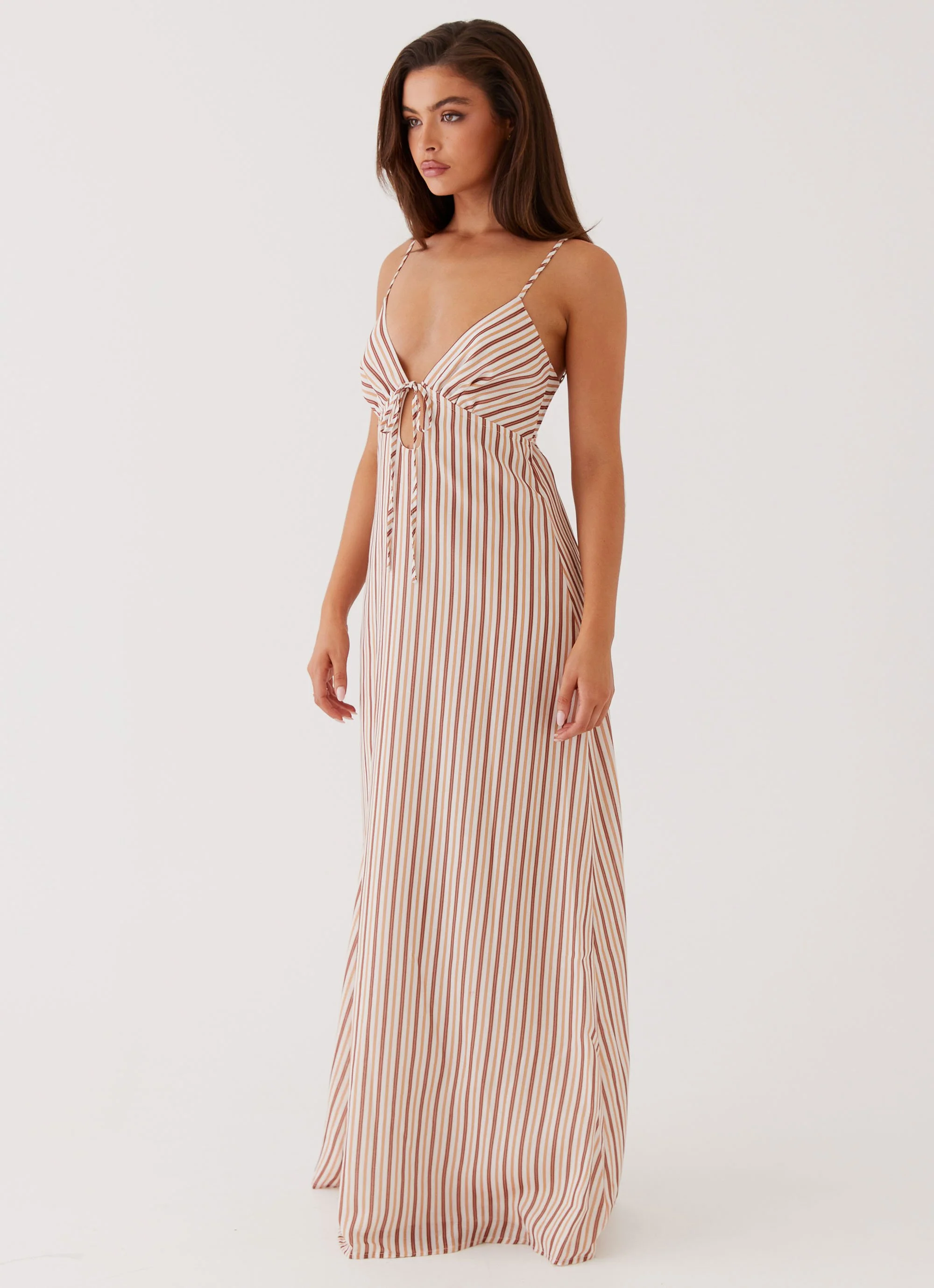Flora Linen Maxi Dress - Passionfruit Stripe - Image 3