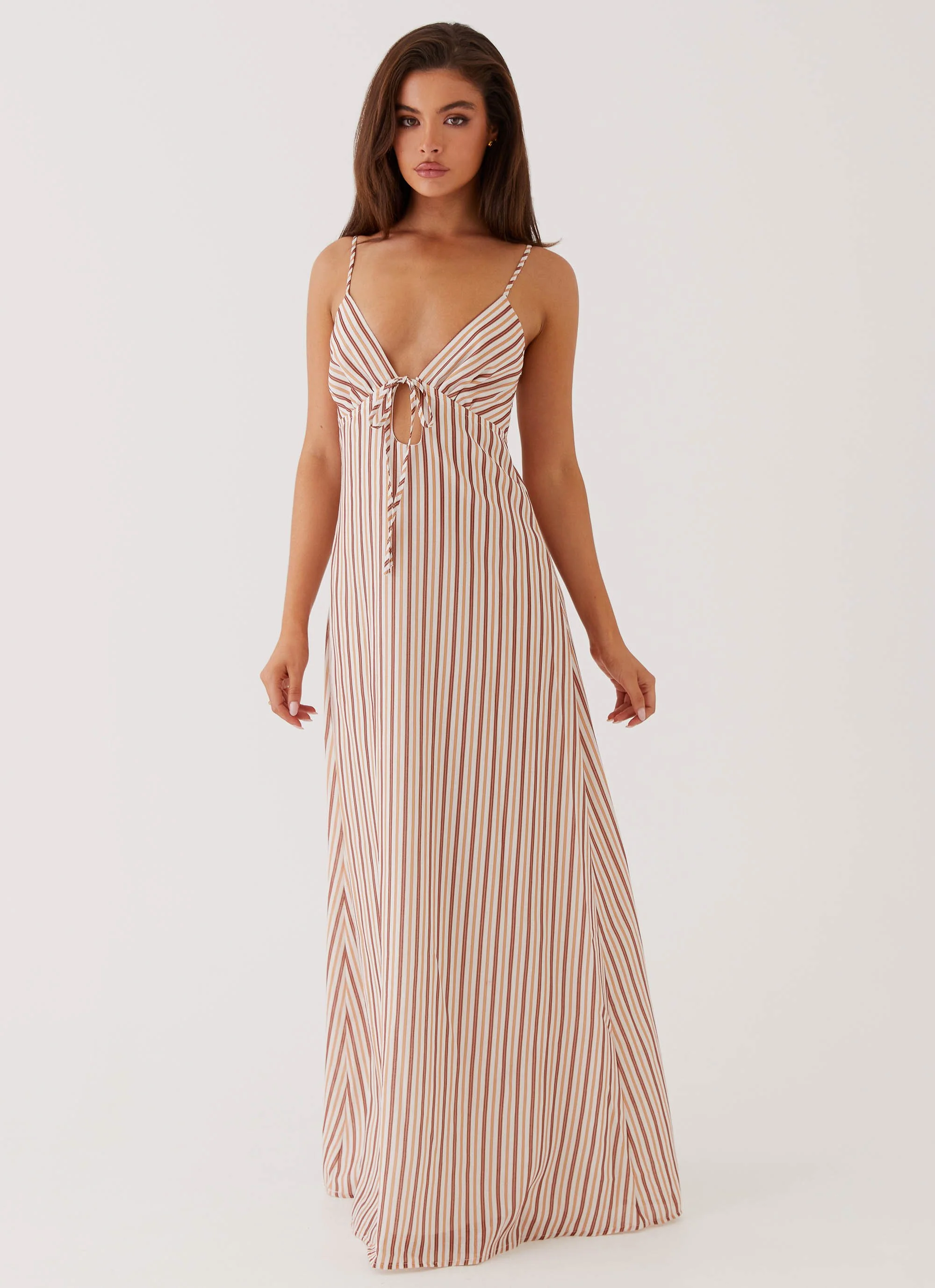 Flora Linen Maxi Dress - Passionfruit Stripe - Image 5