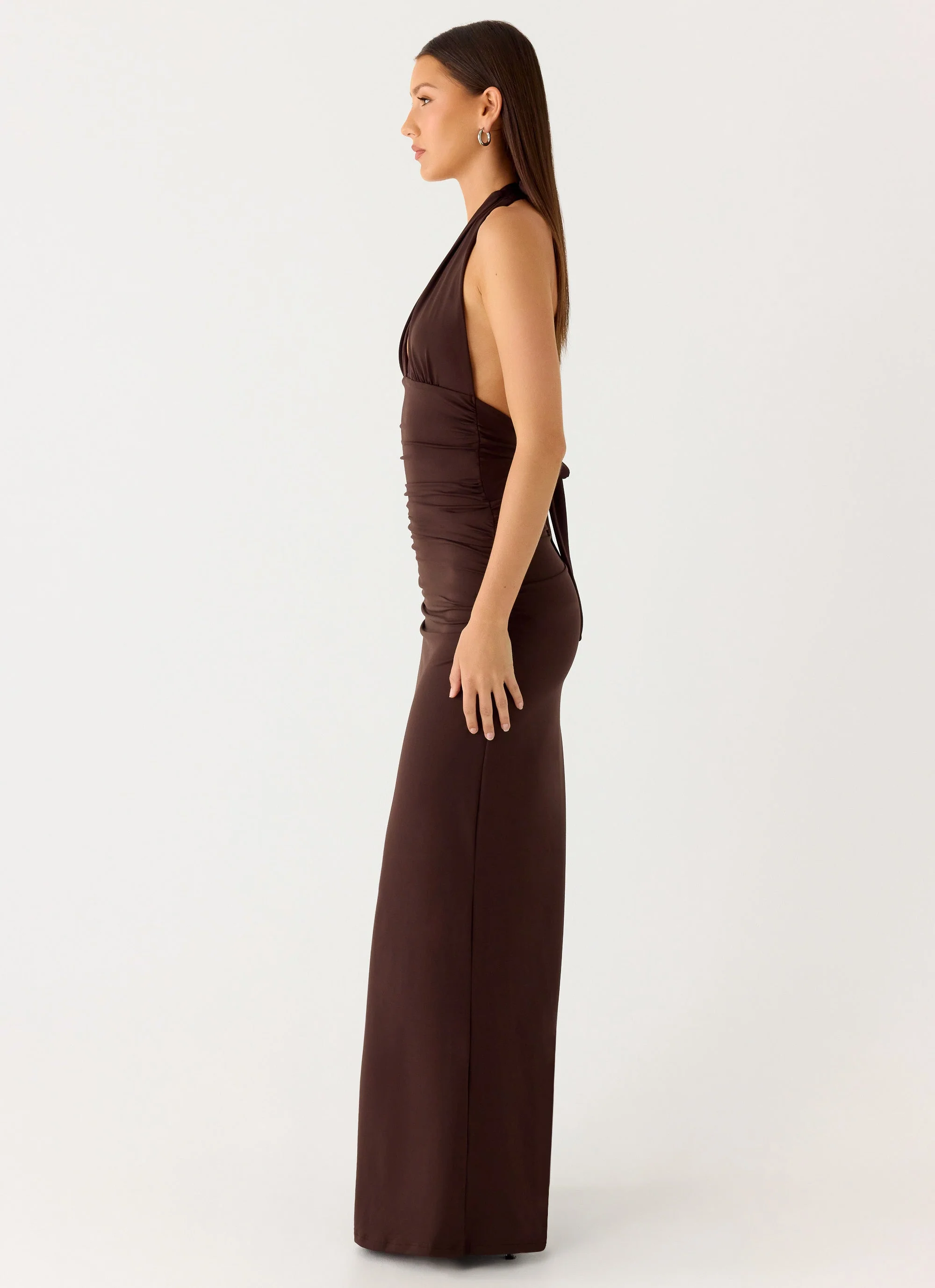 Ilaria Halter Maxi Dress - Chocolate - Image 2