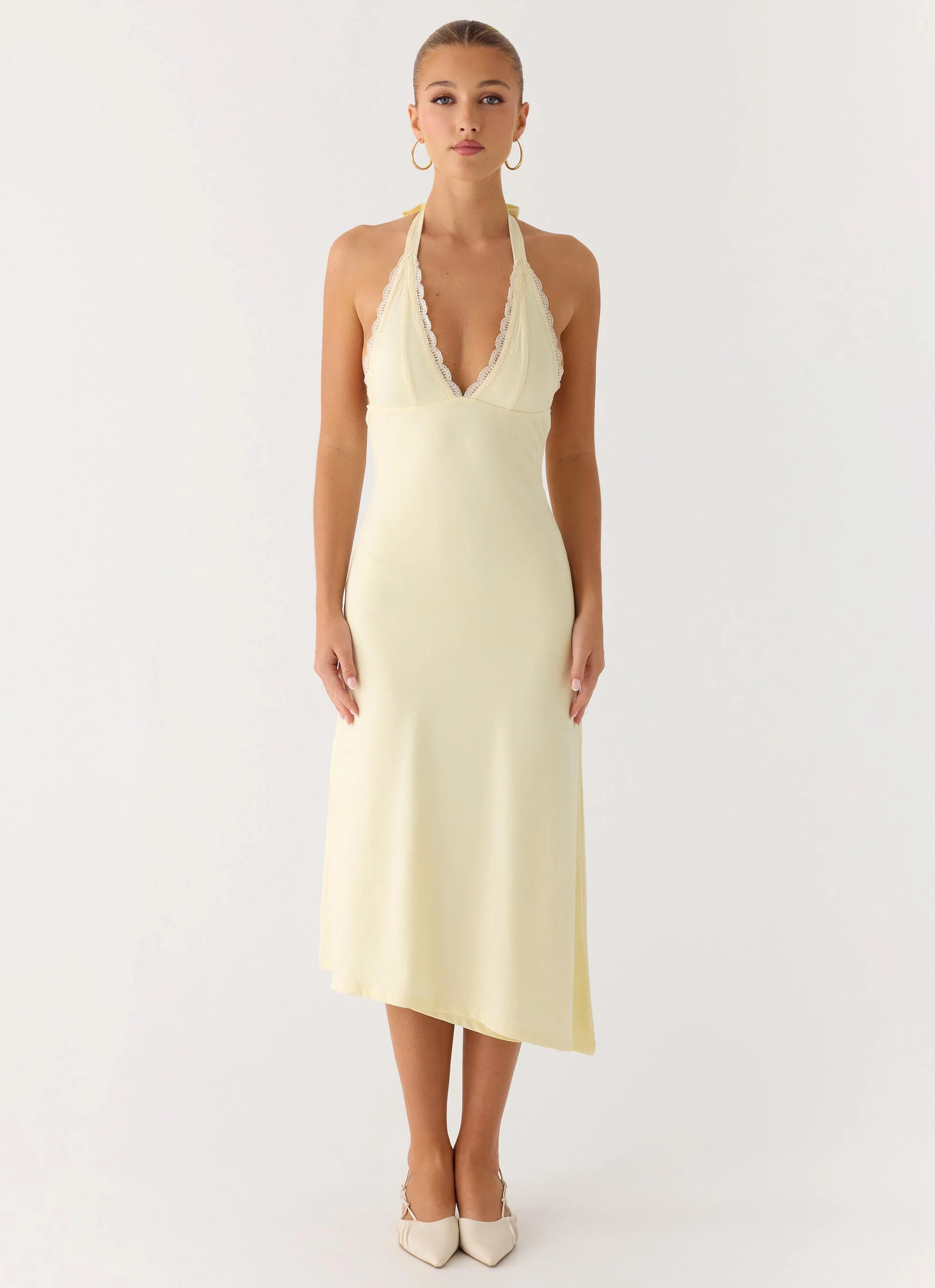 Illuminate Halter Midi Dress - Butter Yellow - Image 2