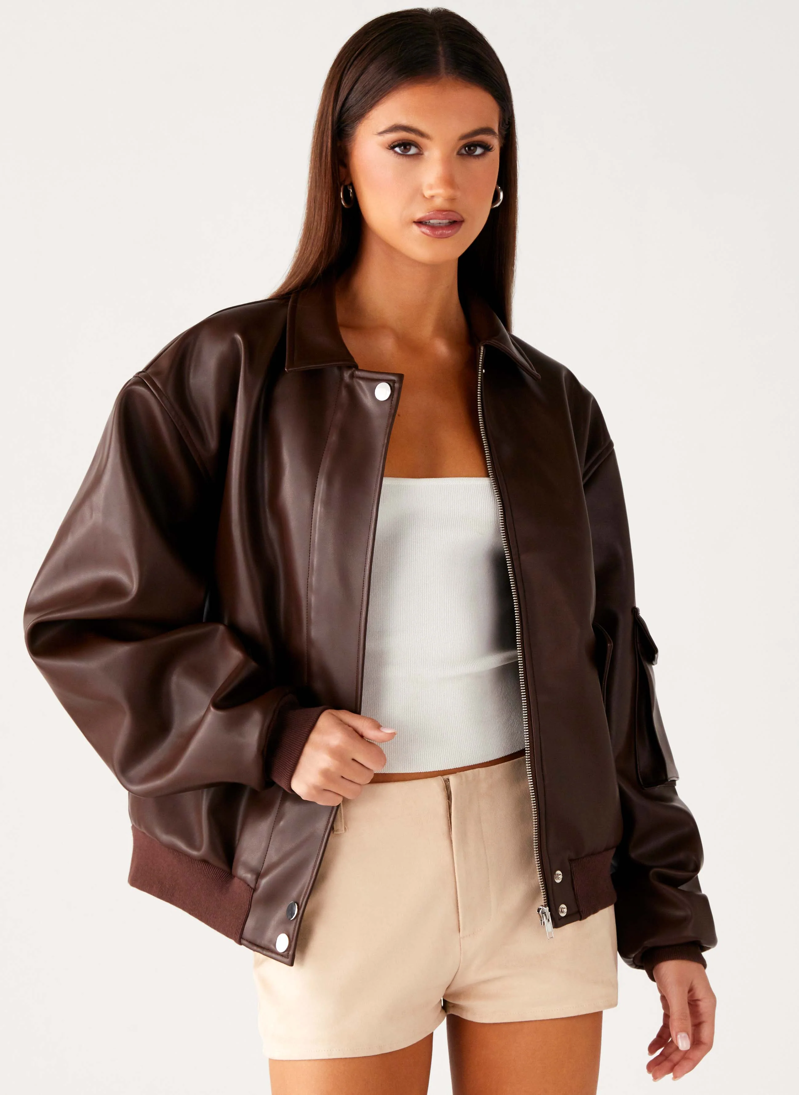 Indara Bomber Jacket - Chocolate - Image 8