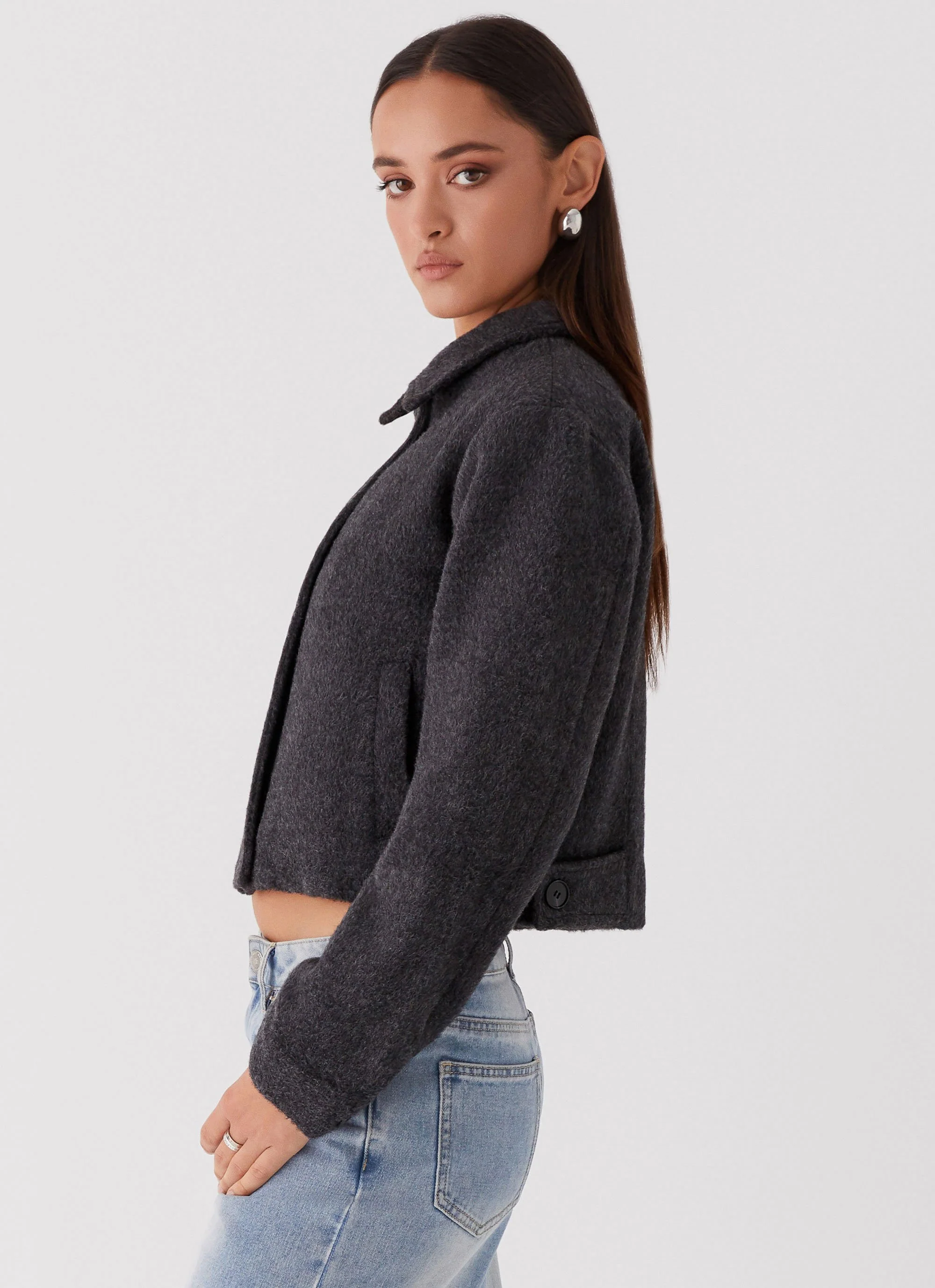 Lexi Jayde Wool Zip Jacket - Dark Grey - Image 5