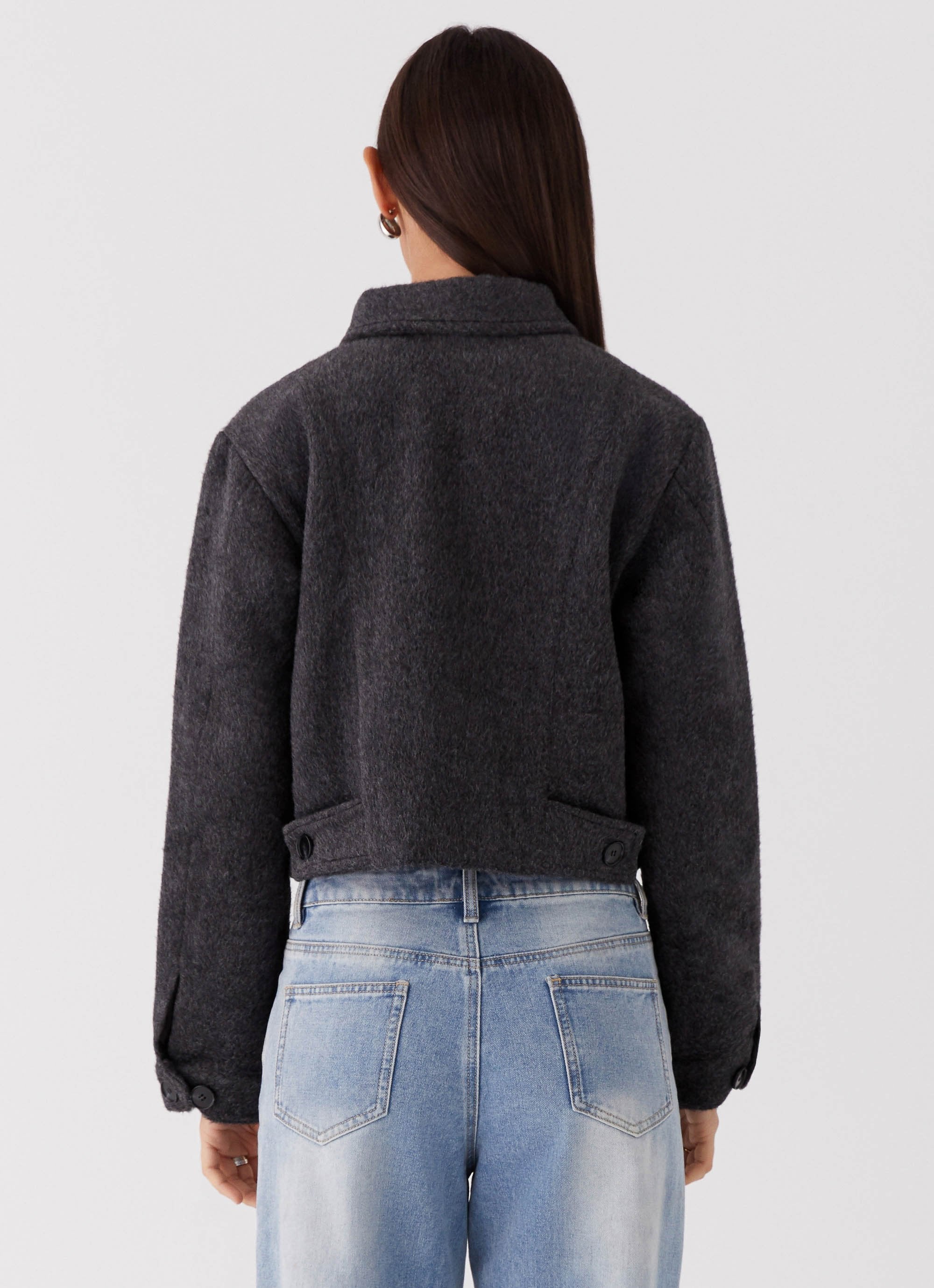 Lexi Jayde Wool Zip Jacket - Dark Grey - Image 6