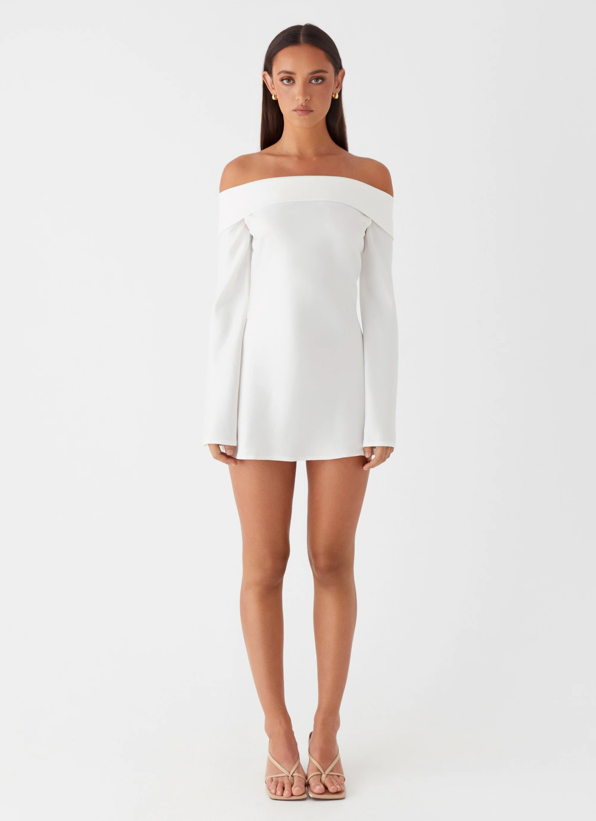 Lumina Long Sleeve Mini Dress - White - Image 2