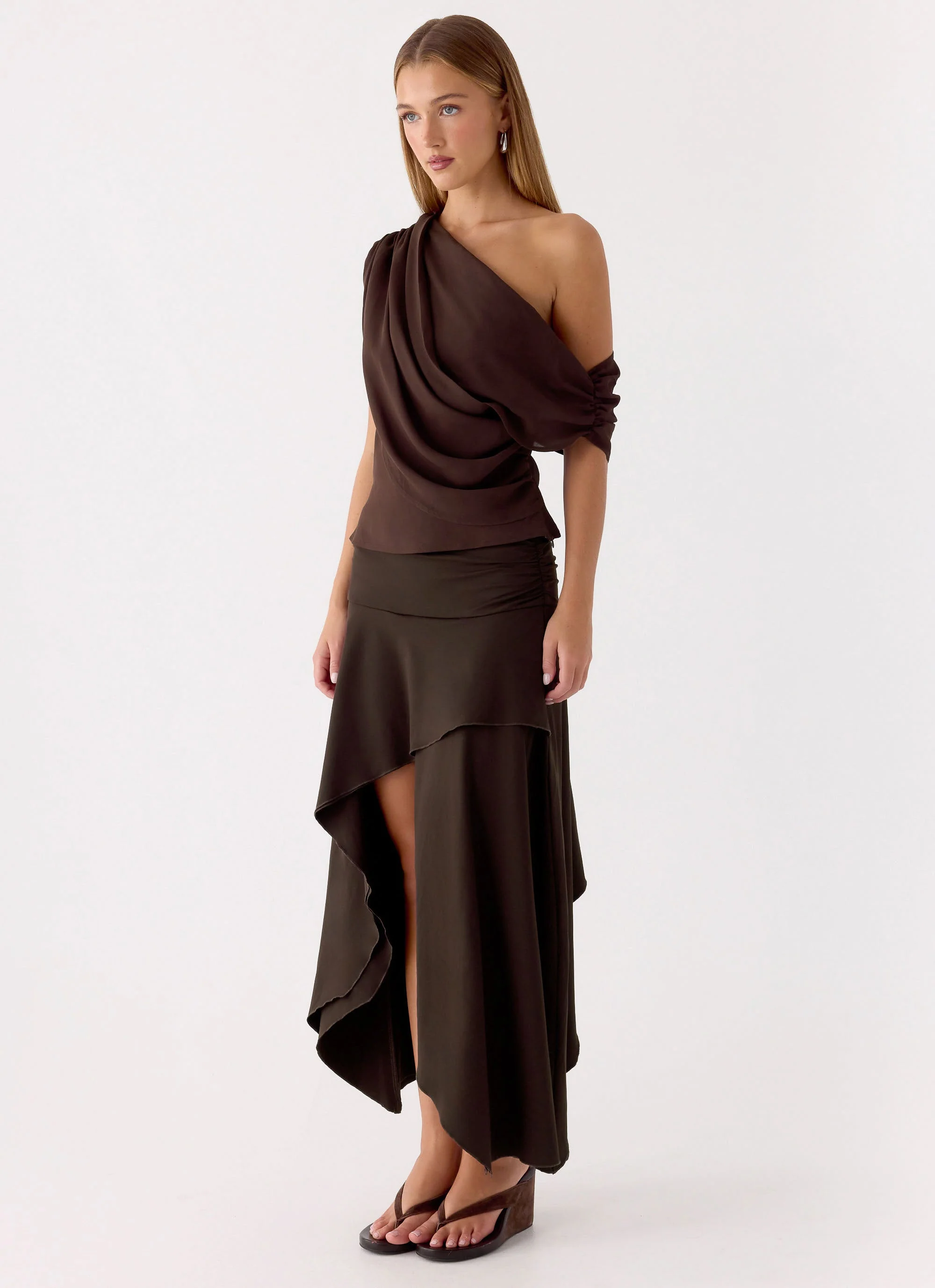 Lycia Midi Skirt - Chocolate - Image 5