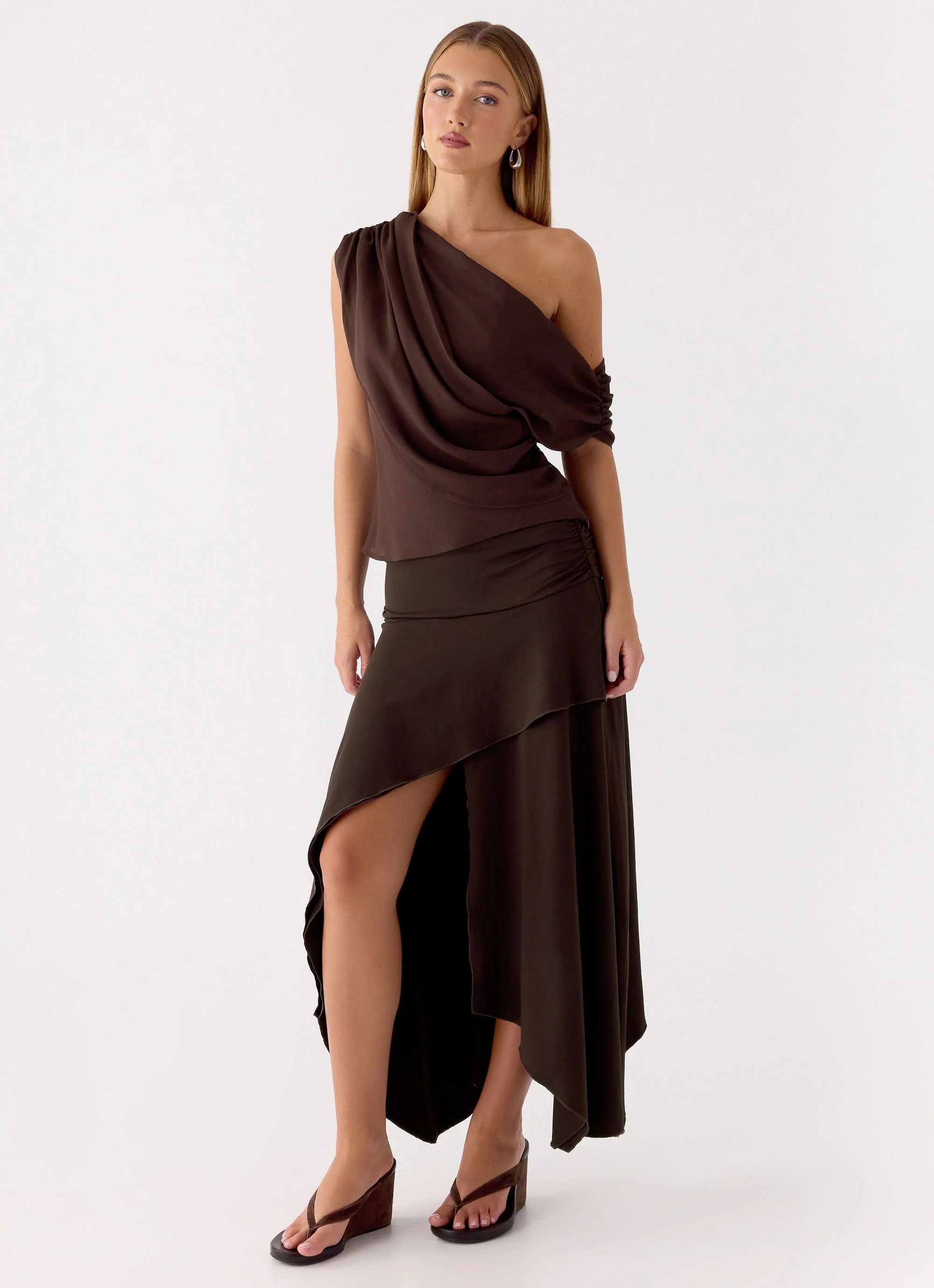 Lycia Midi Skirt - Chocolate - Image 7