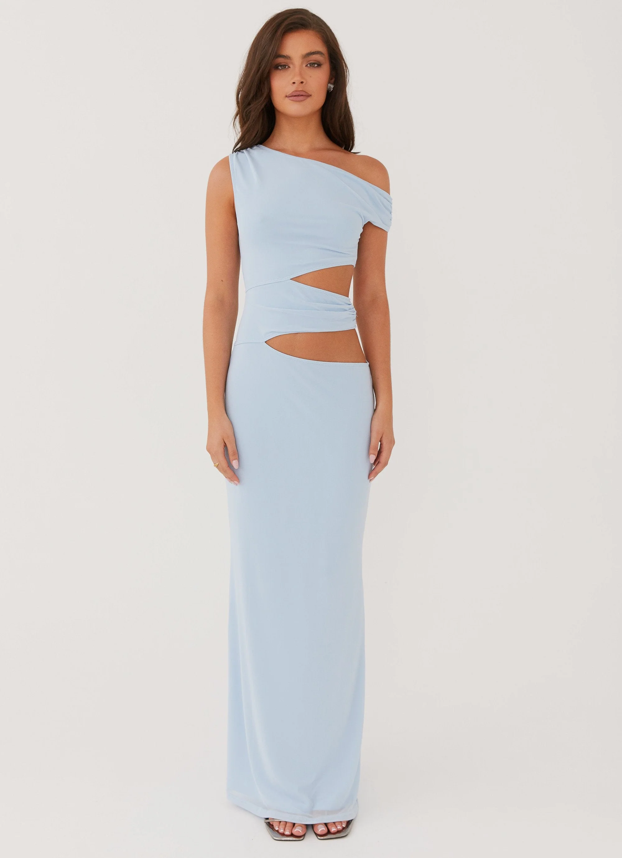 Margot One Shoulder Maxi Dress - Sky Blue - Image 2