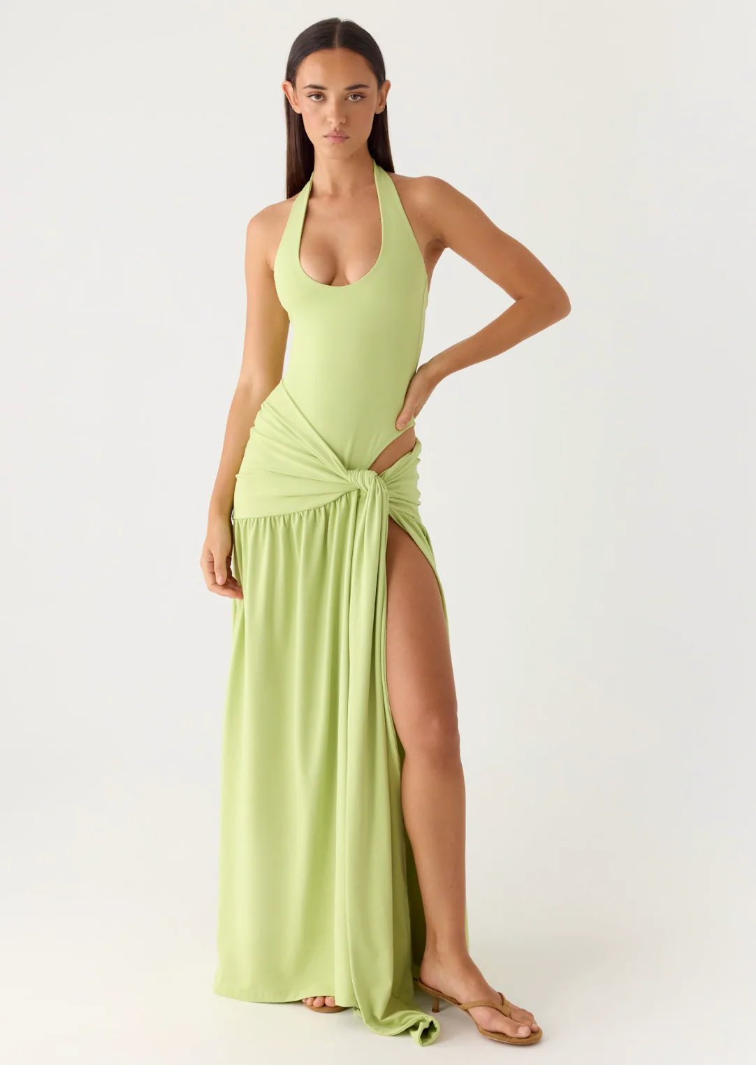 My Answer Bodysuit Maxi Dress - Lime - Image 9
