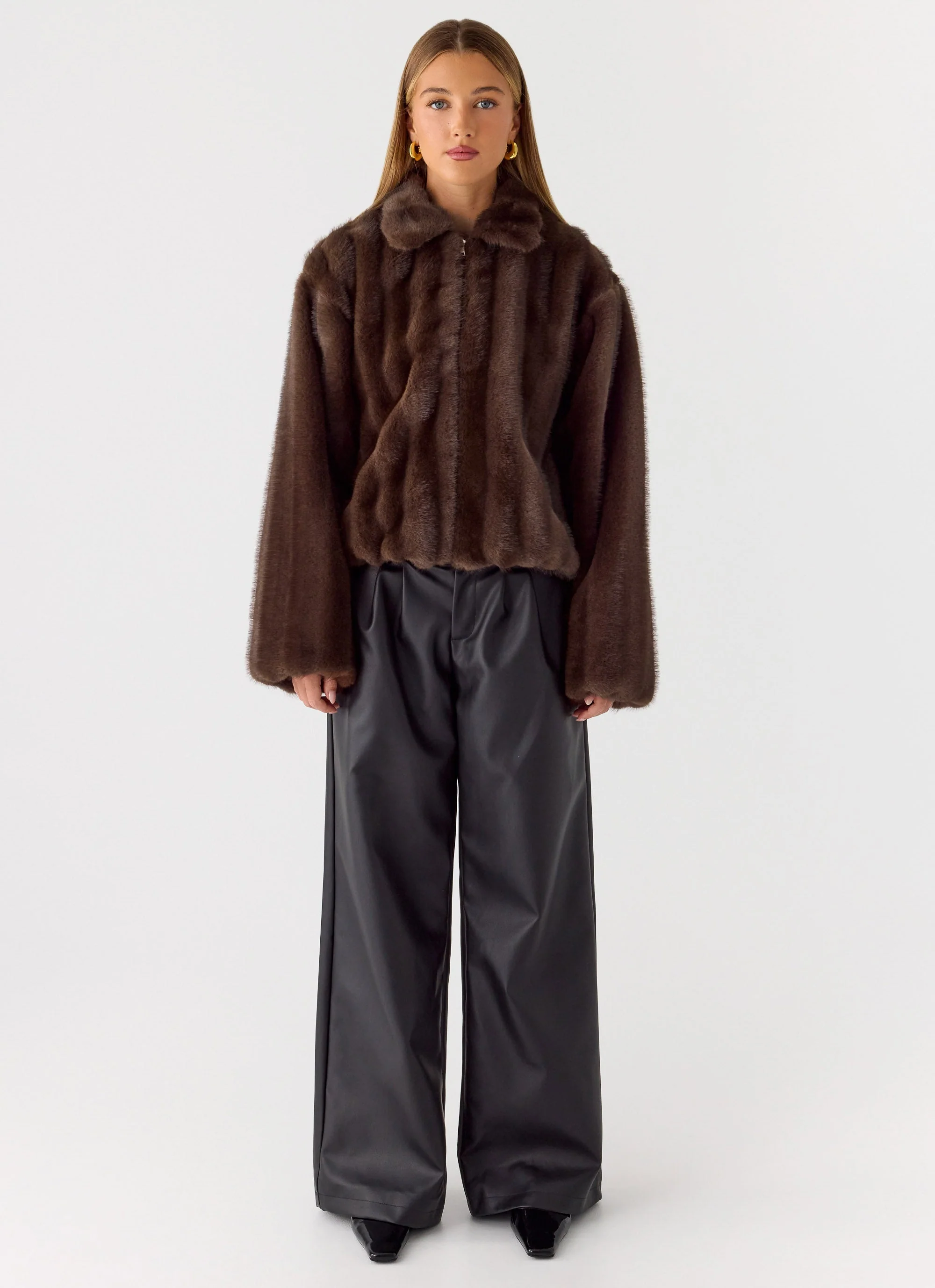 Naylor Faux Fur Jacket - Chocolate - Image 8