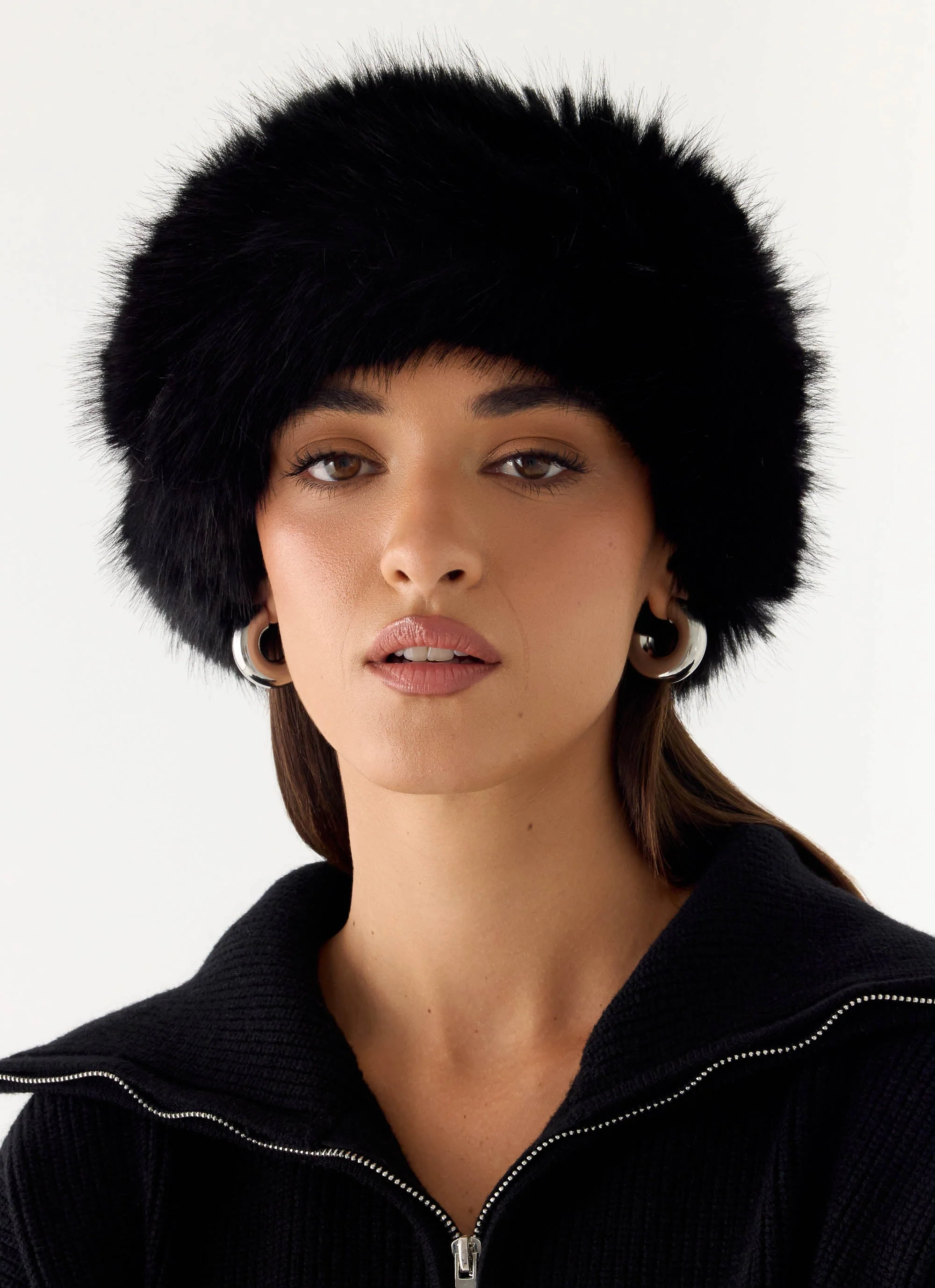 North Pole Faux Fur Headband - Black - Image 3
