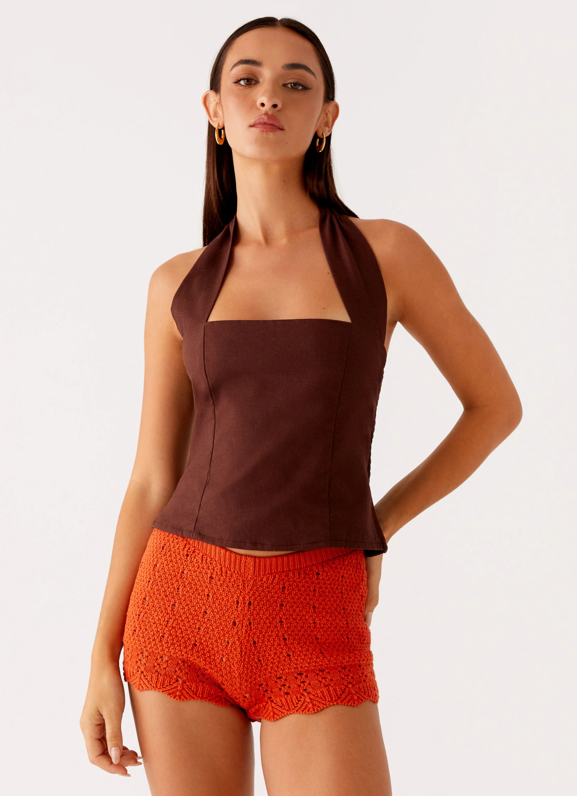 Oakley Low Rise Mini Shorts - Orange - Image 3