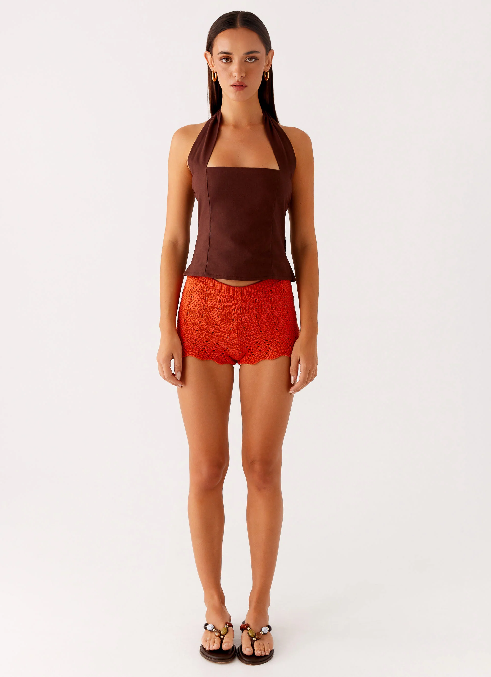 Oakley Low Rise Mini Shorts - Orange - Image 4