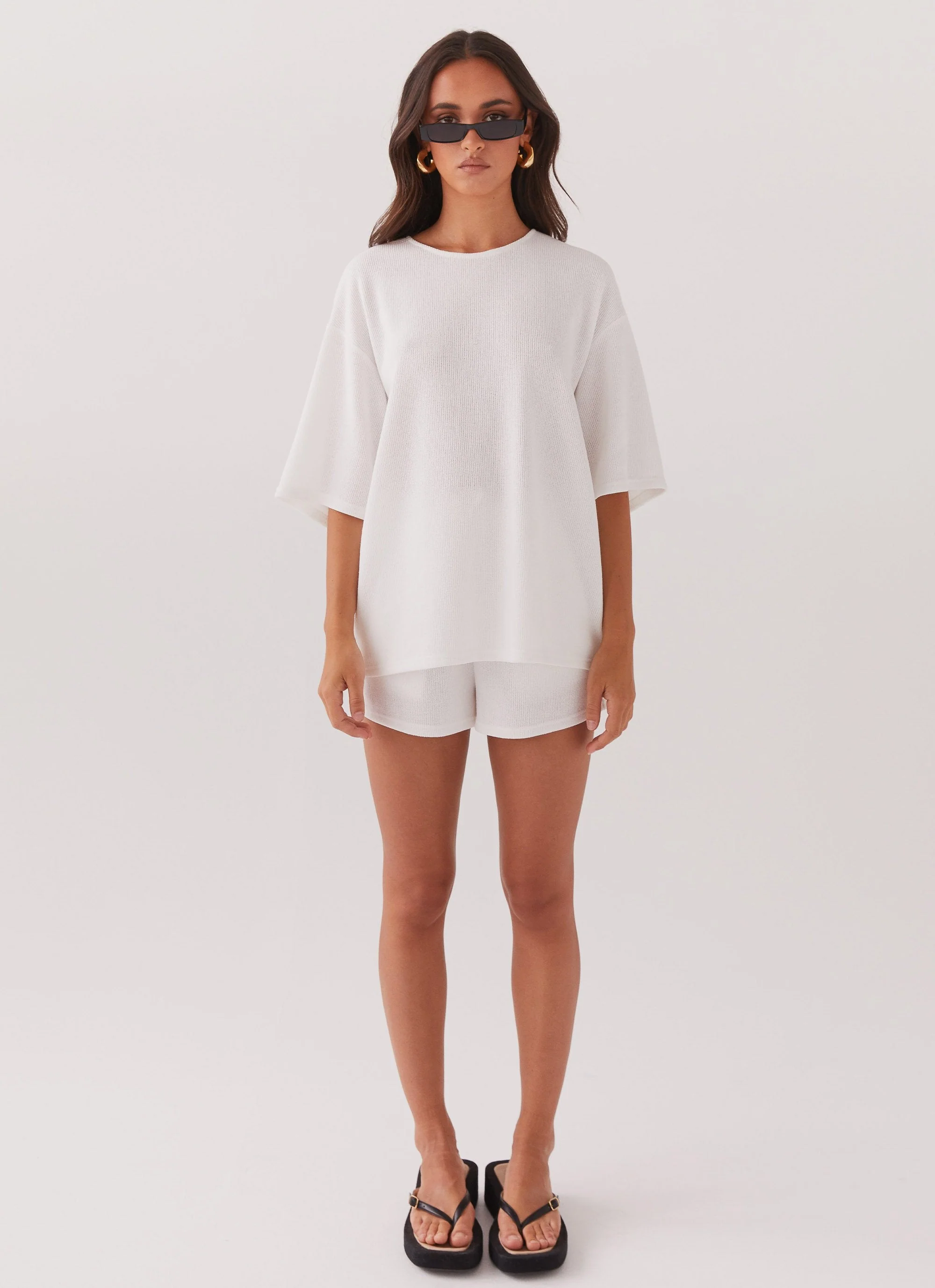 Ocean Waves Oversized Knit Tee - White - Image 2