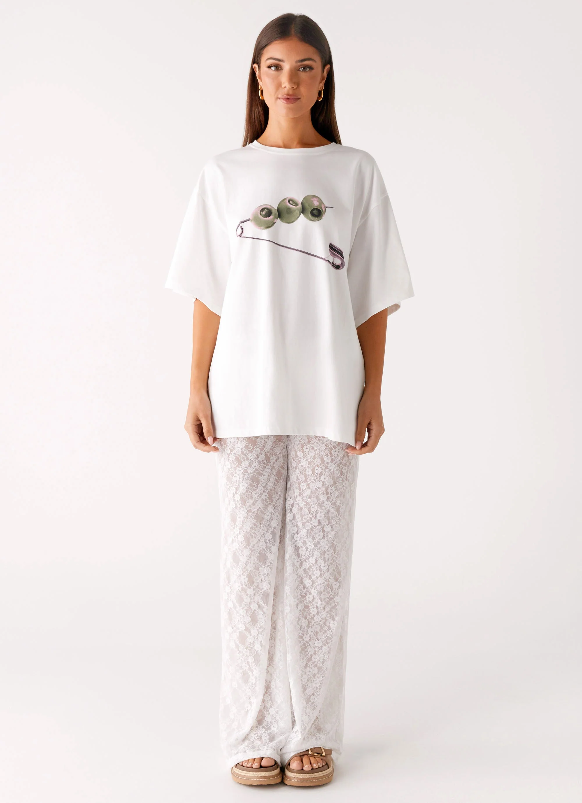 Olive Oversized Tee - White - Image 8