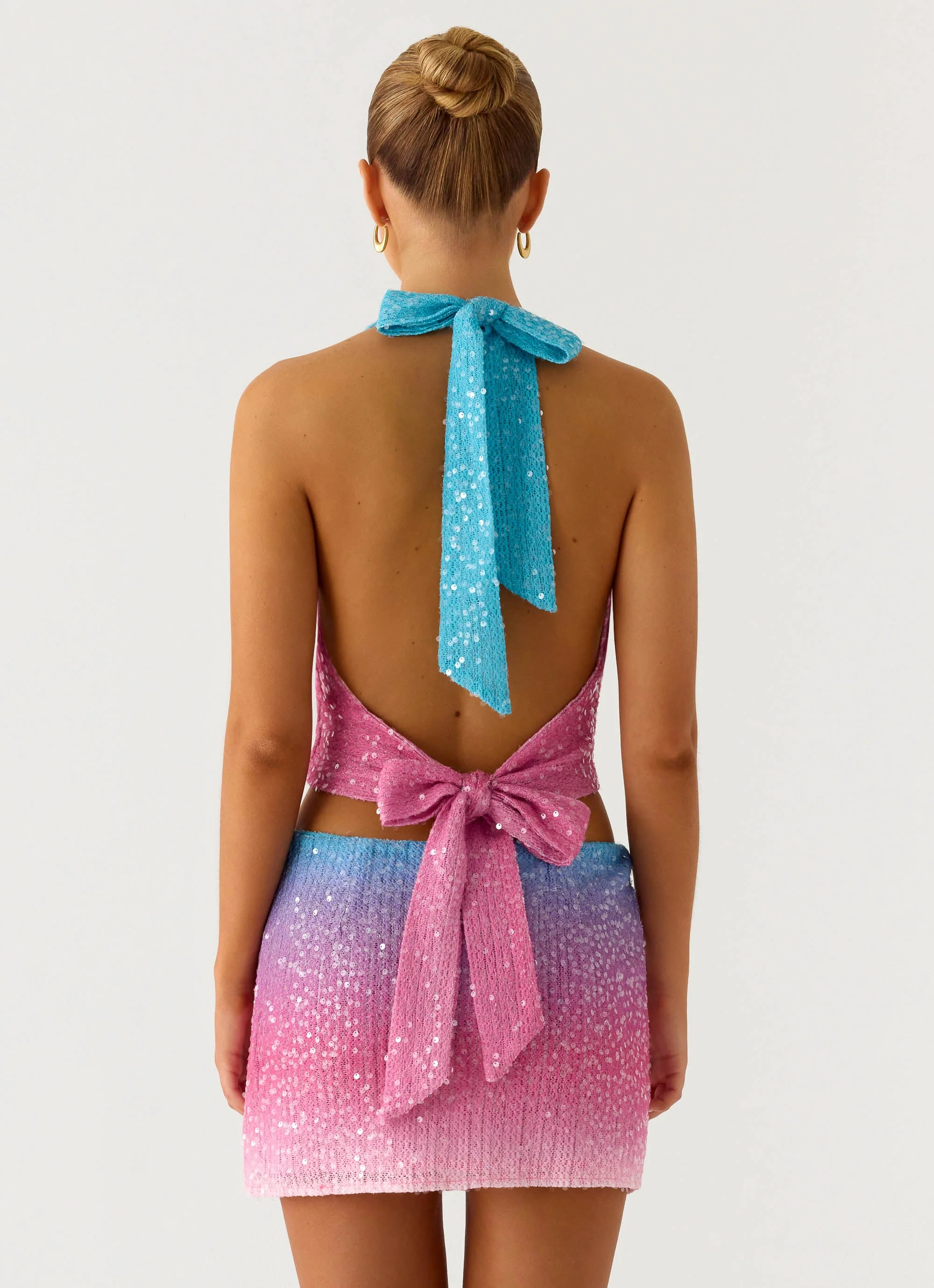 One More Time Sequin Knit Mini Skirt - Disco Ombre - Image 2