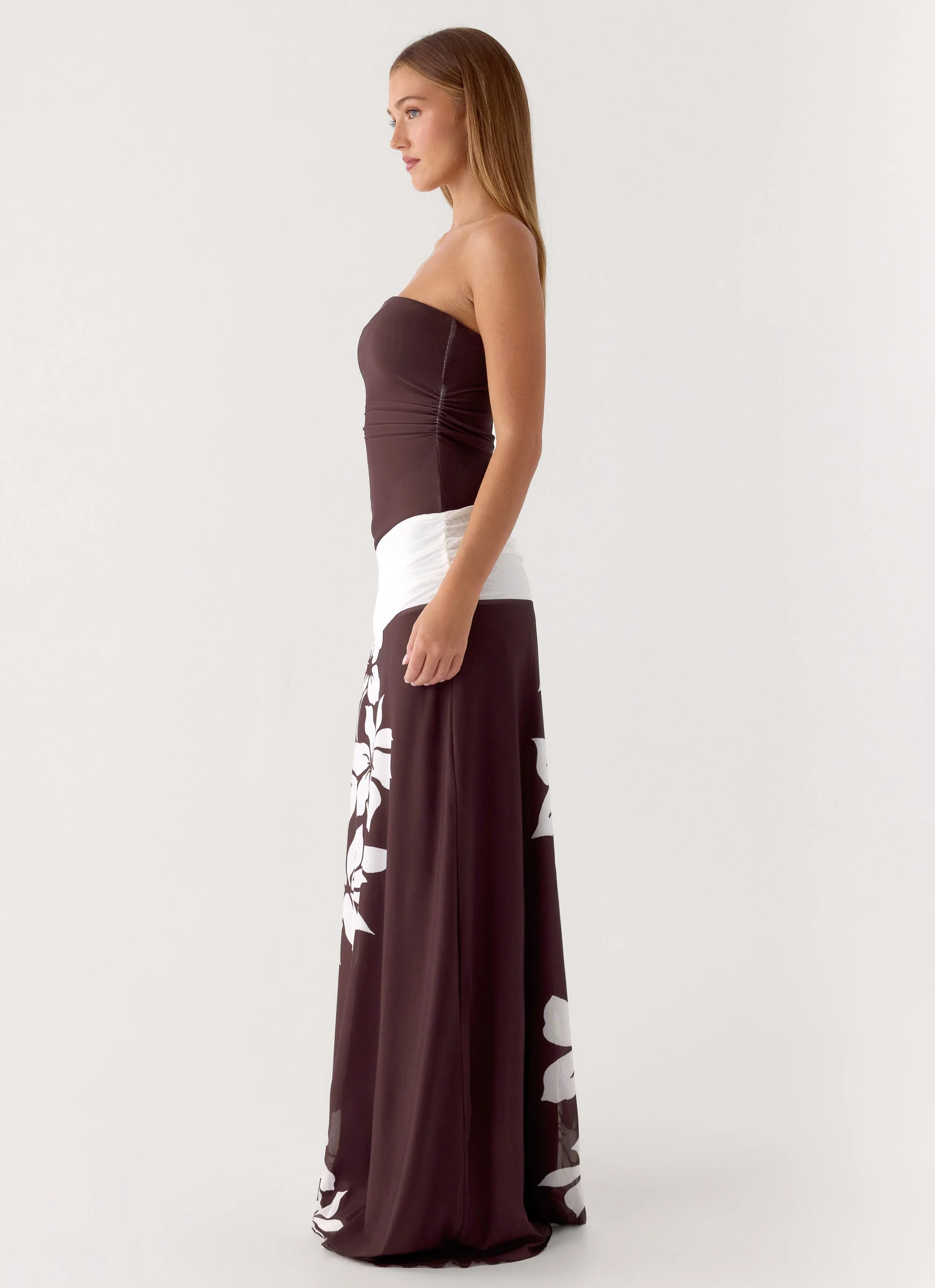 Palomar Strapless Maxi Dress - Chocolate Tropic Floral - Image 4