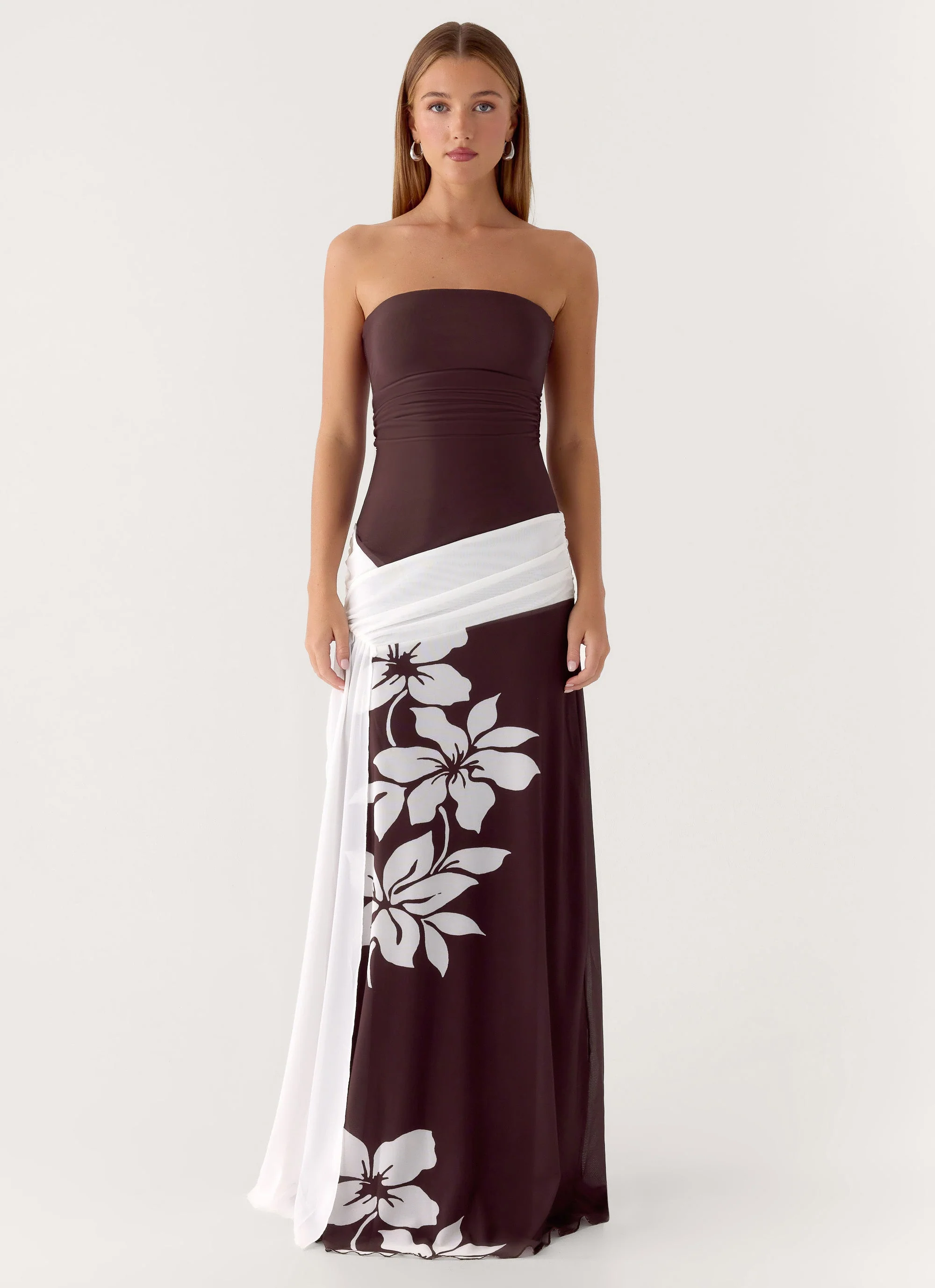 Palomar Strapless Maxi Dress - Chocolate Tropic Floral - Image 5