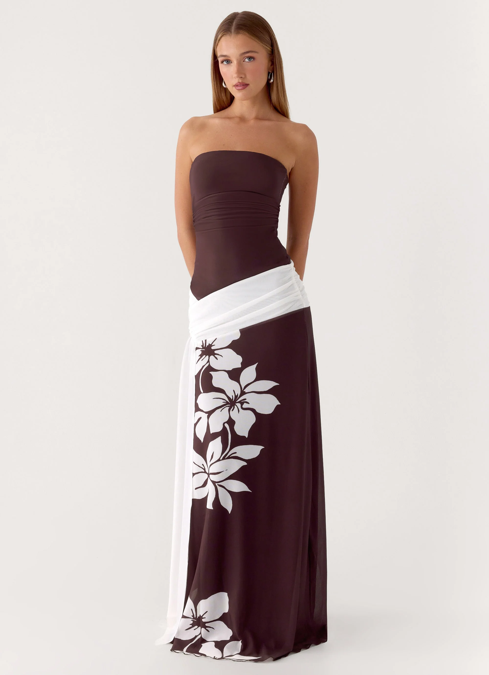 Palomar Strapless Maxi Dress - Chocolate Tropic Floral - Image 7