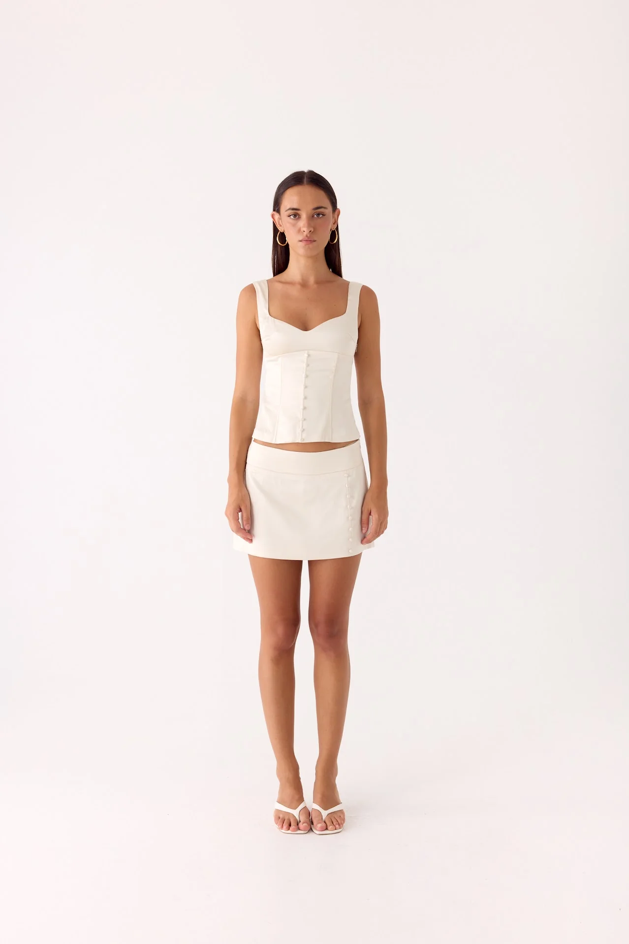 Posy Satin Mini Skirt - Ivory - Image 7