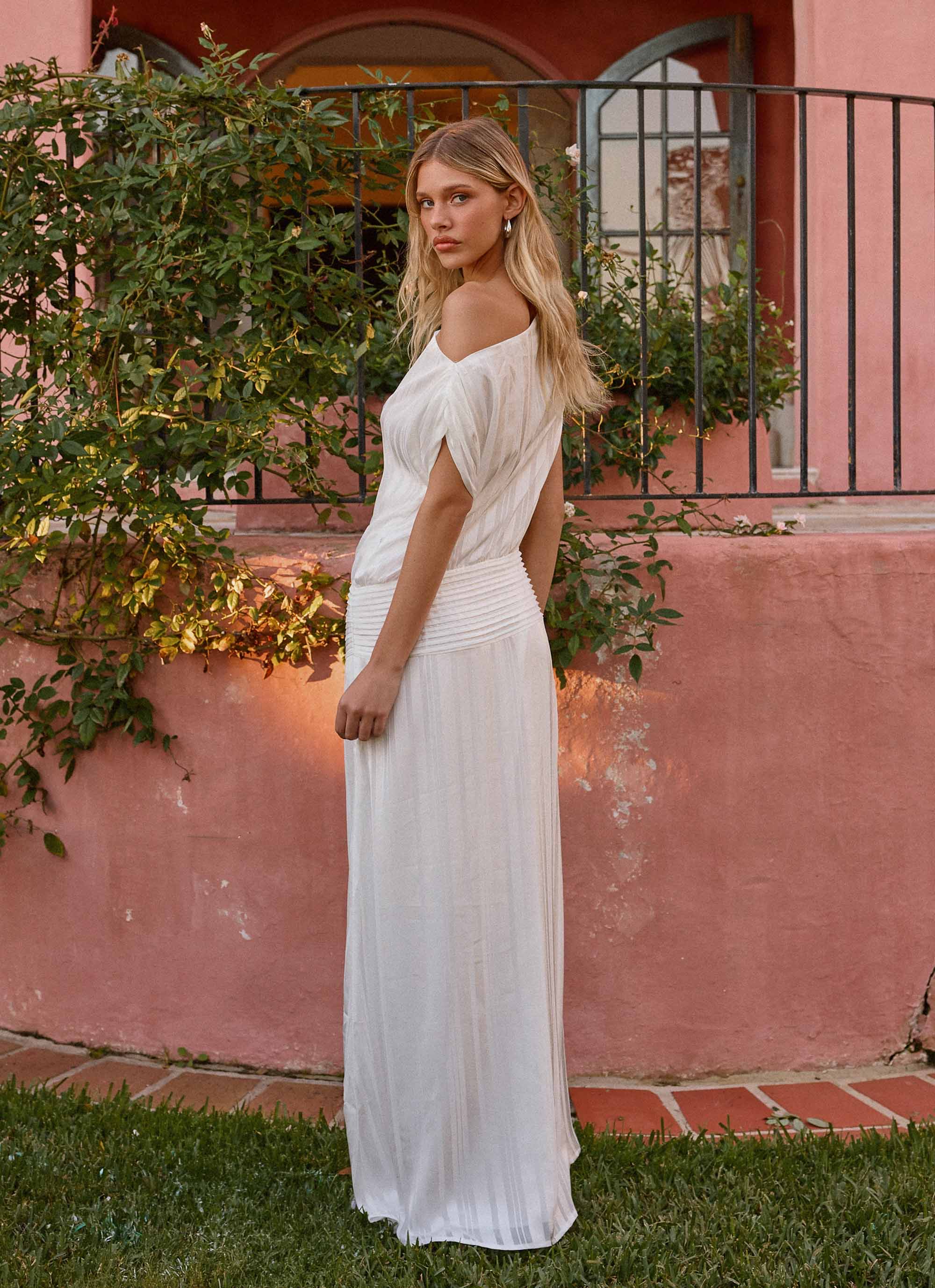 Rexi One Shoulder Maxi Dress - White - Image 2