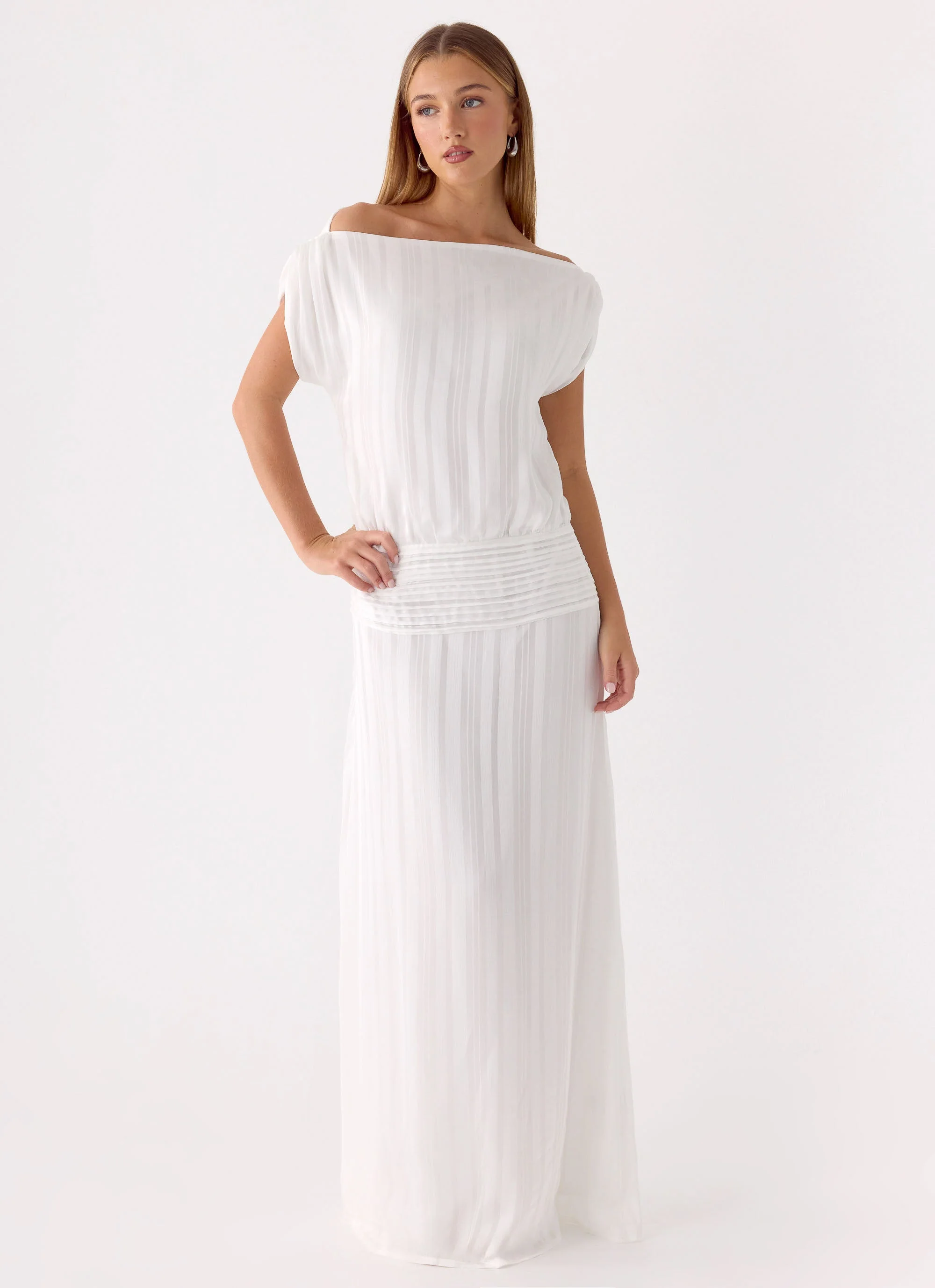 Rexi One Shoulder Maxi Dress - White - Image 9