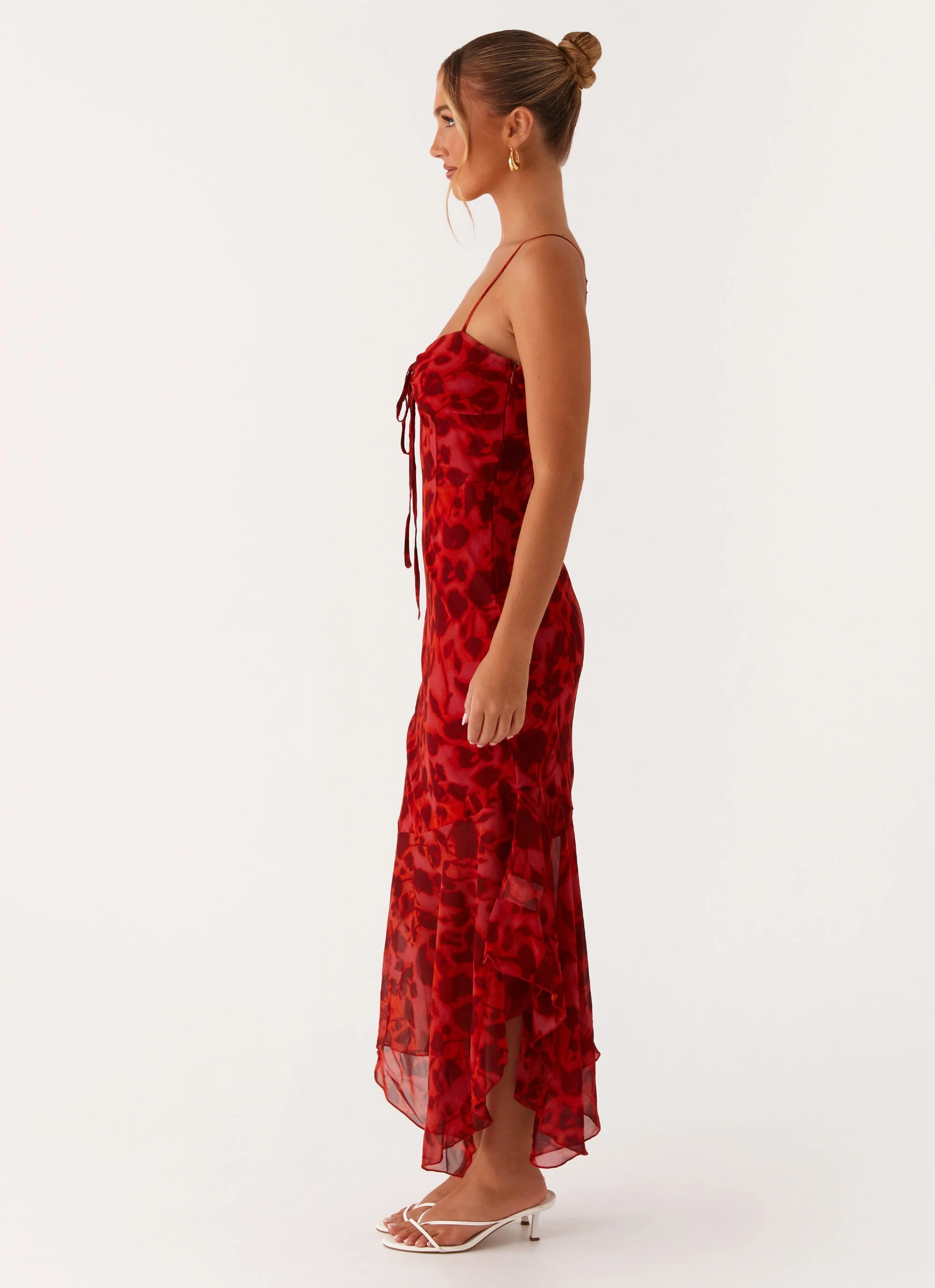 Sally Midi Dress - Deep Red Floral - Image 2