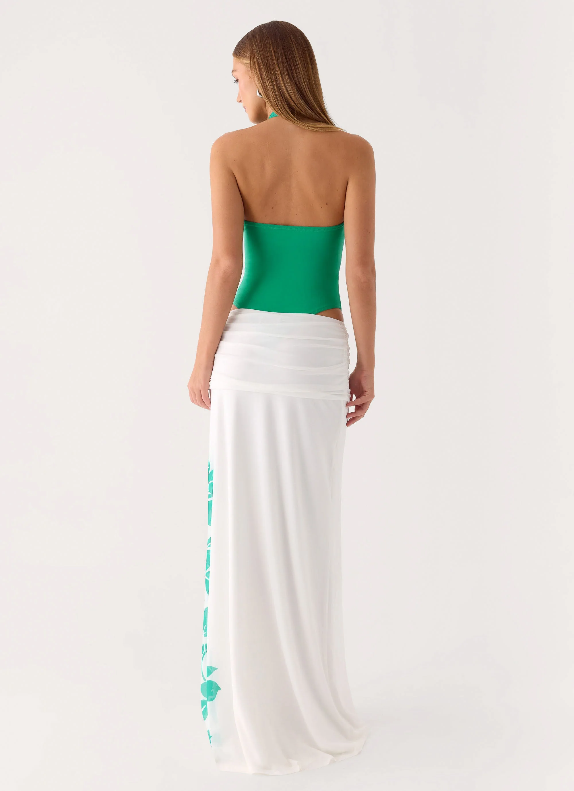 Sarinda Maxi Dress - Green White Tropic Floral Print - Image 5