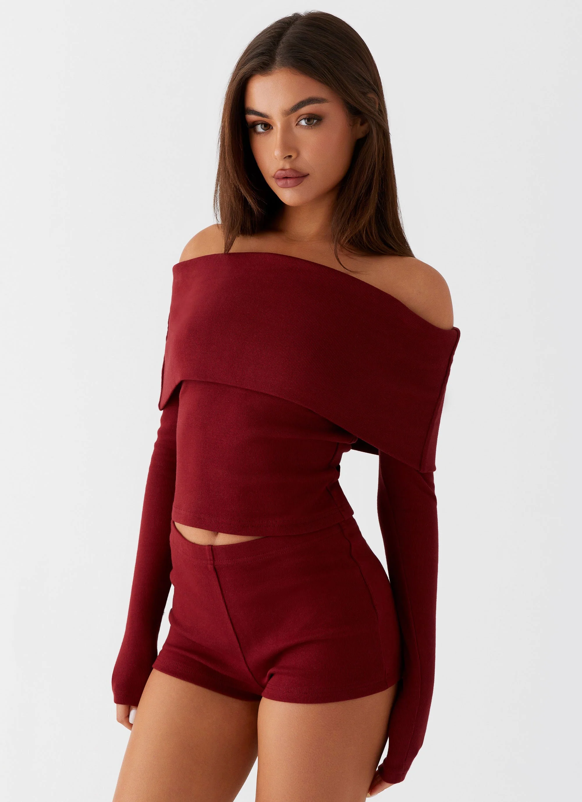 Spectate Long Sleeve Top - Maroon - Image 6