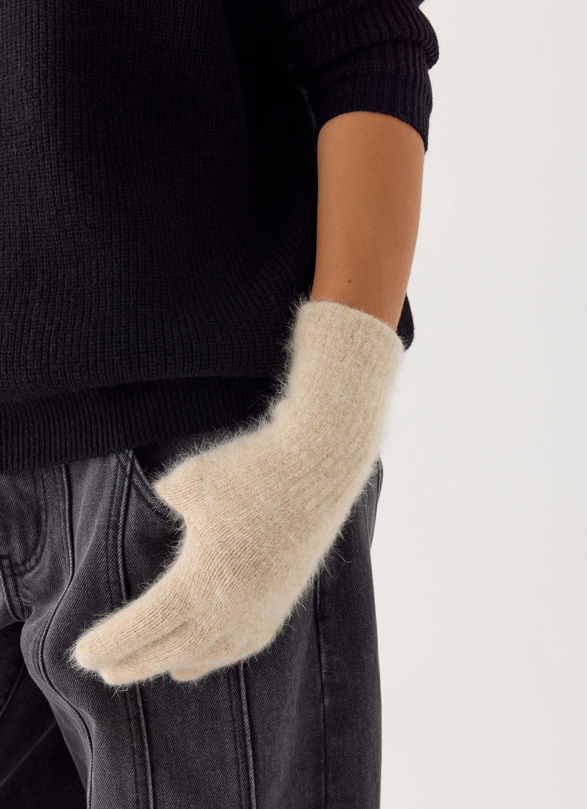 Stormy Weather Knit Gloves - Cream - Image 3