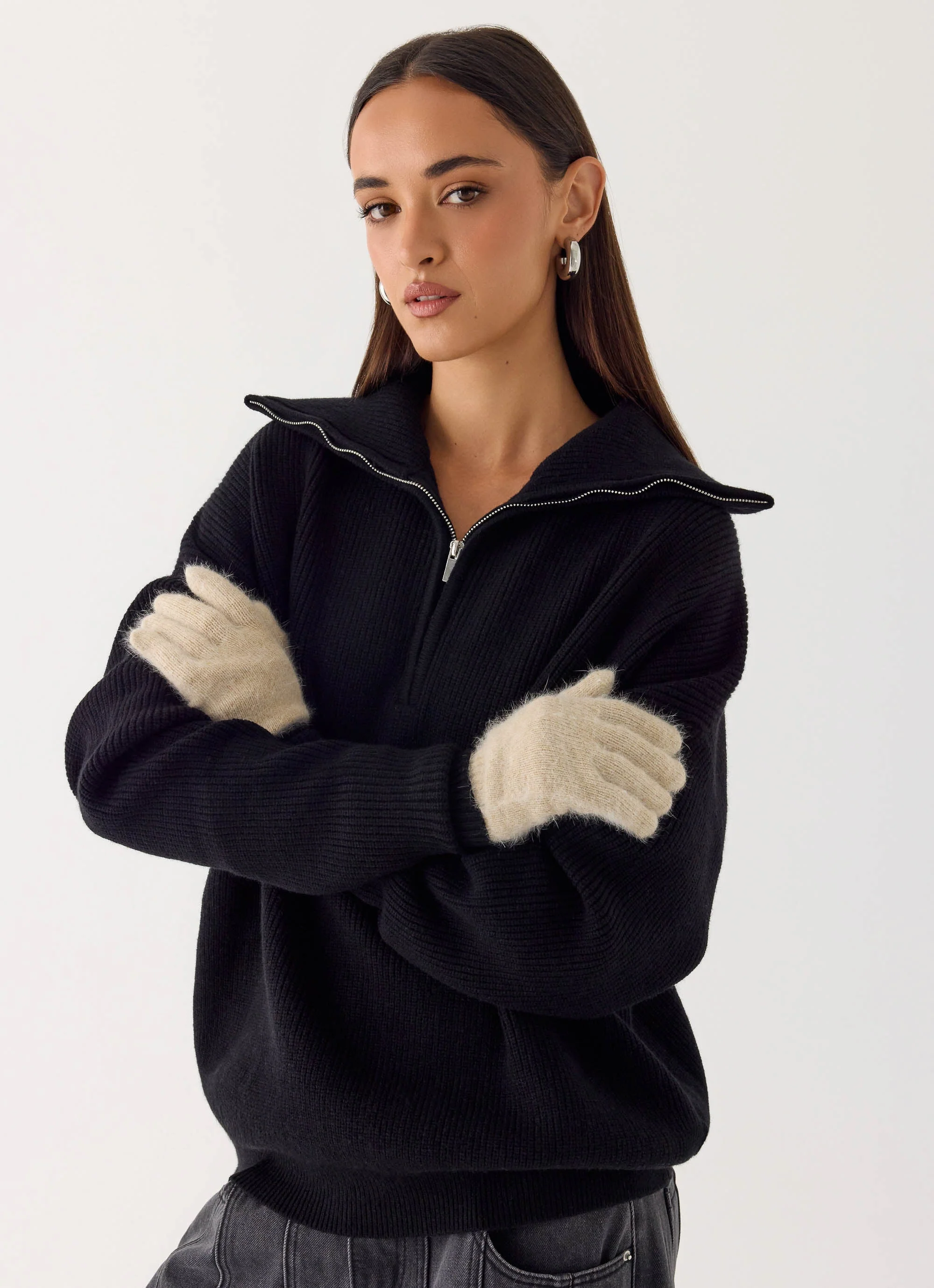 Stormy Weather Knit Gloves - Cream - Image 4