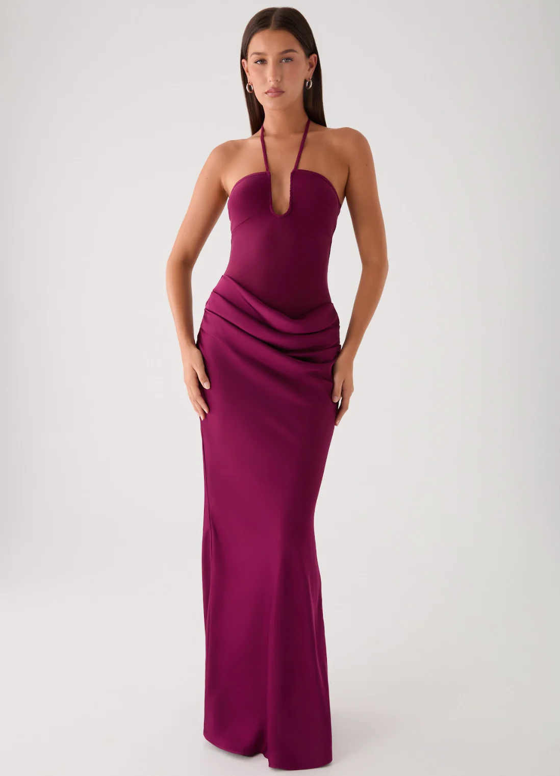 Verner Halter Maxi Dress - Plum - Image 9