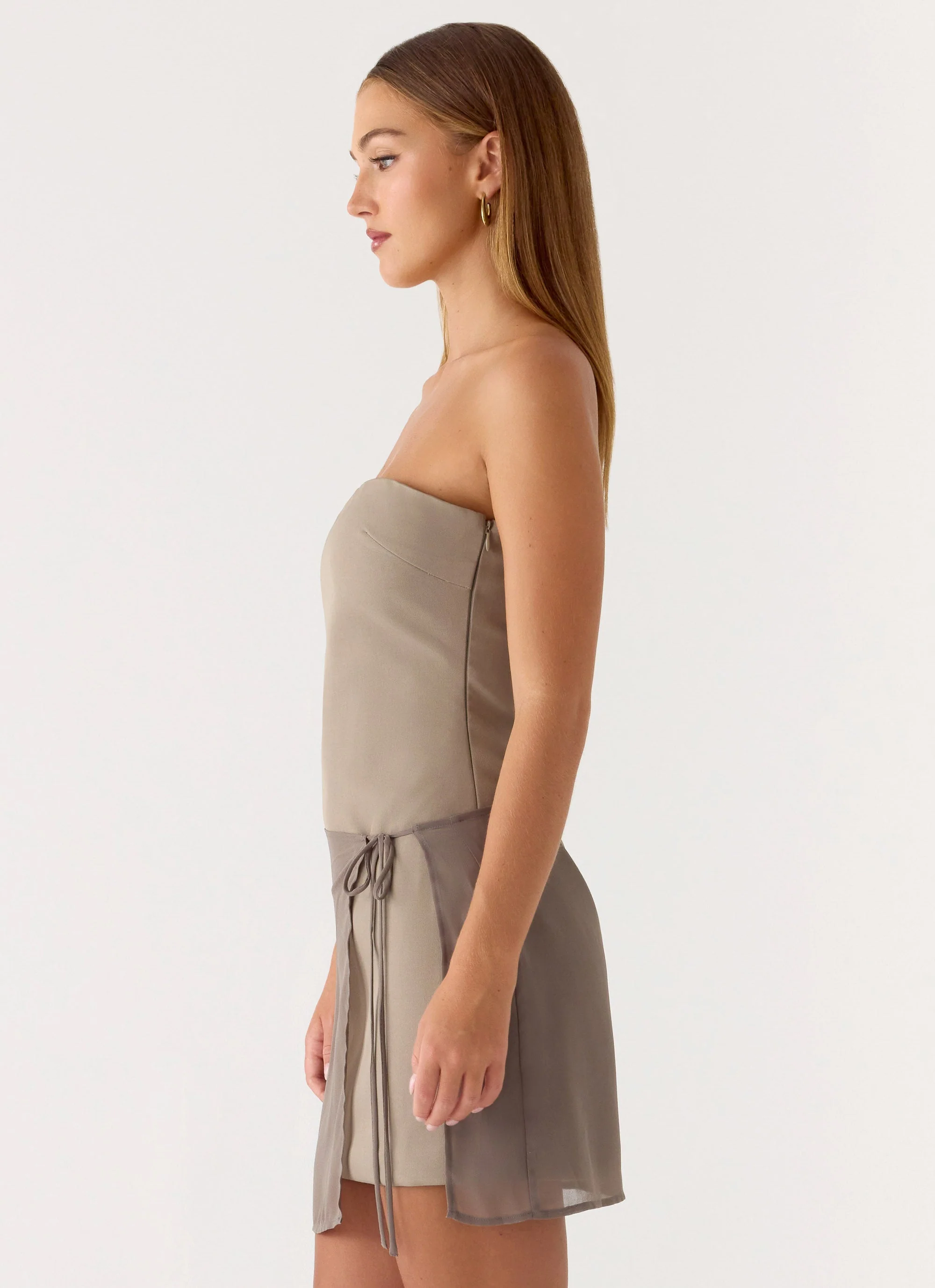 Via Veneto Mini Dress - Sand Brown - Image 2