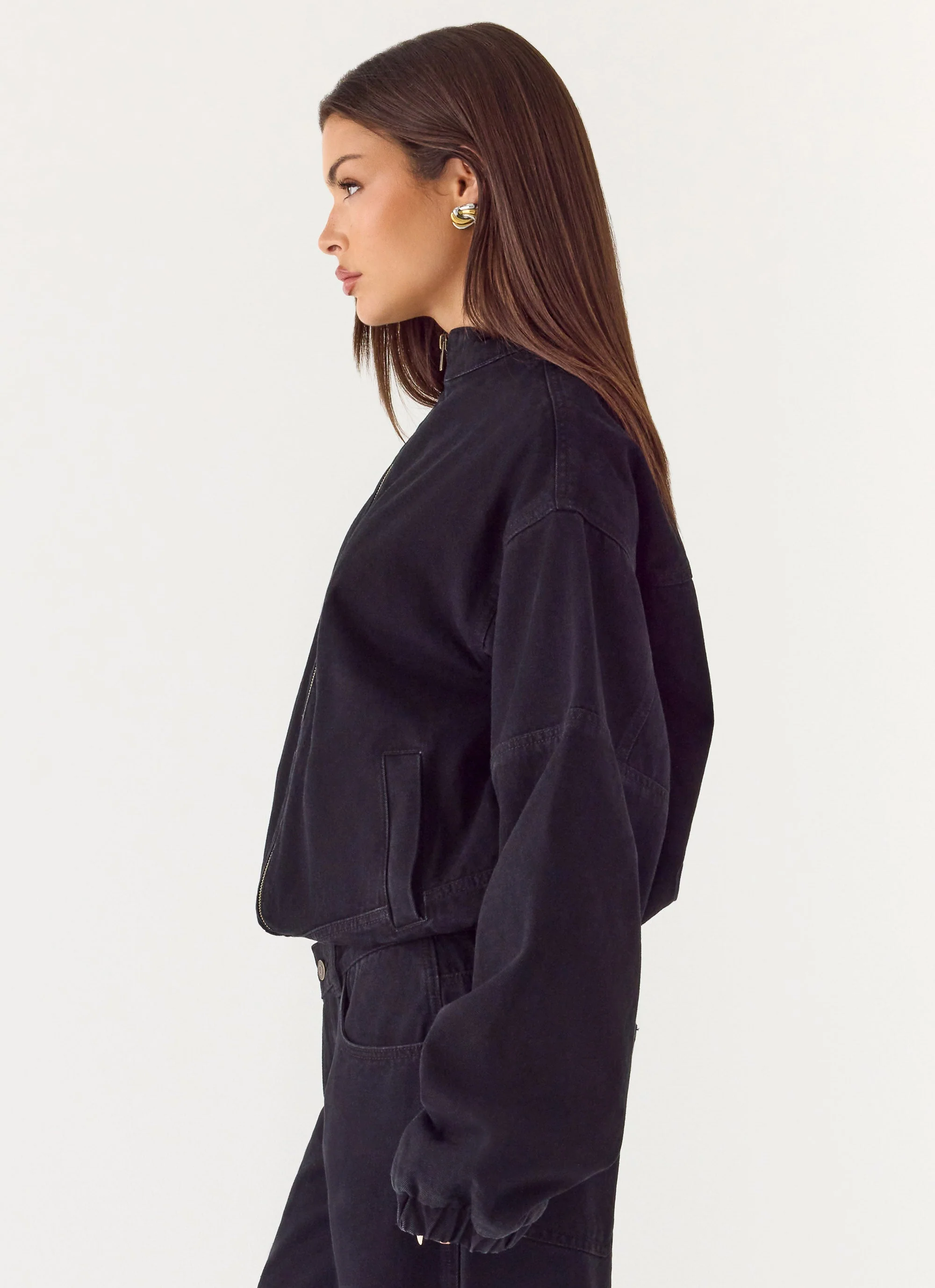Waylon Denim Bomber Jacket - Black - Image 2